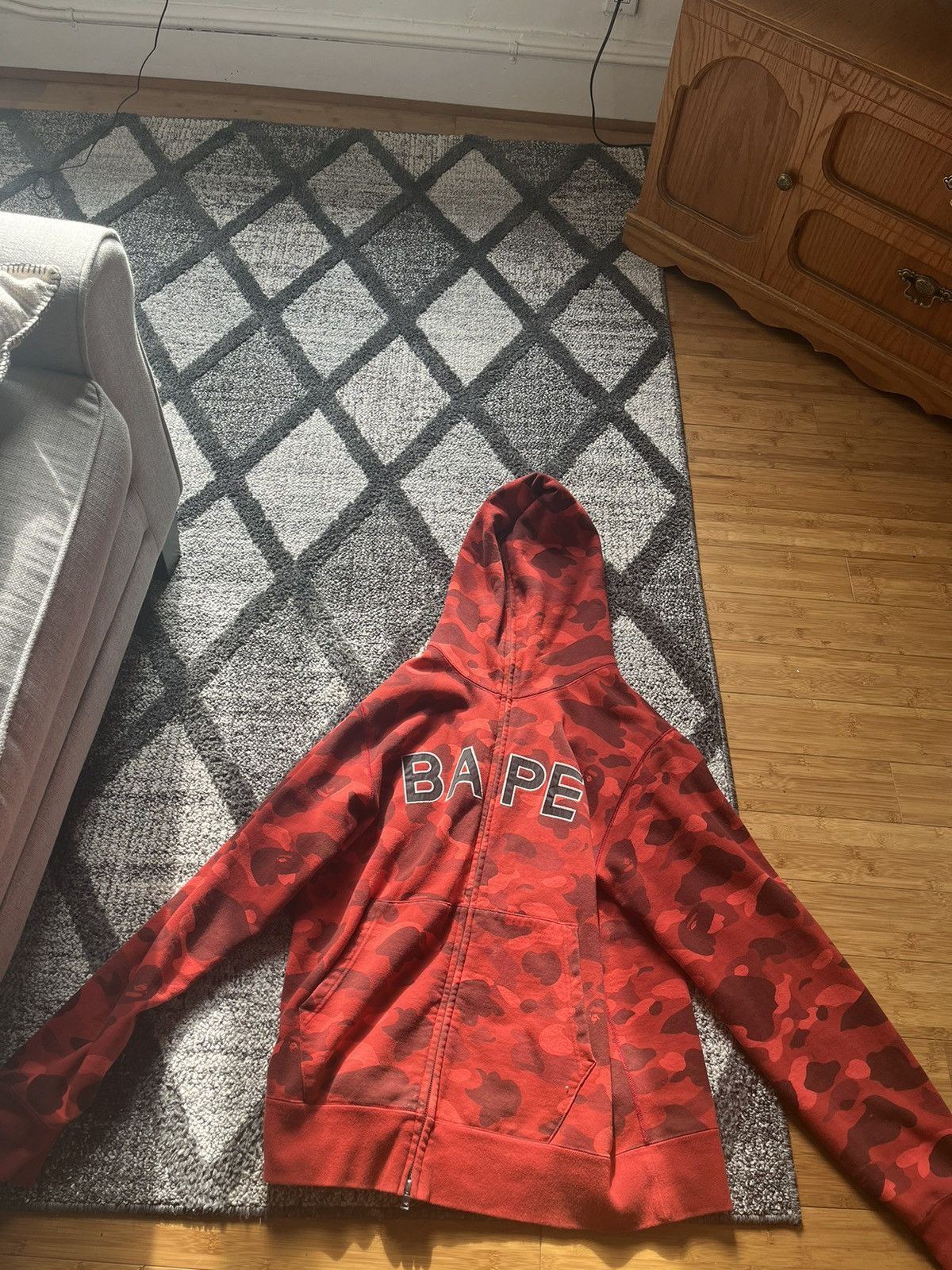 image of Bape Color Camo Full Zip Hoodie in Red, Men's (Size 2XL)