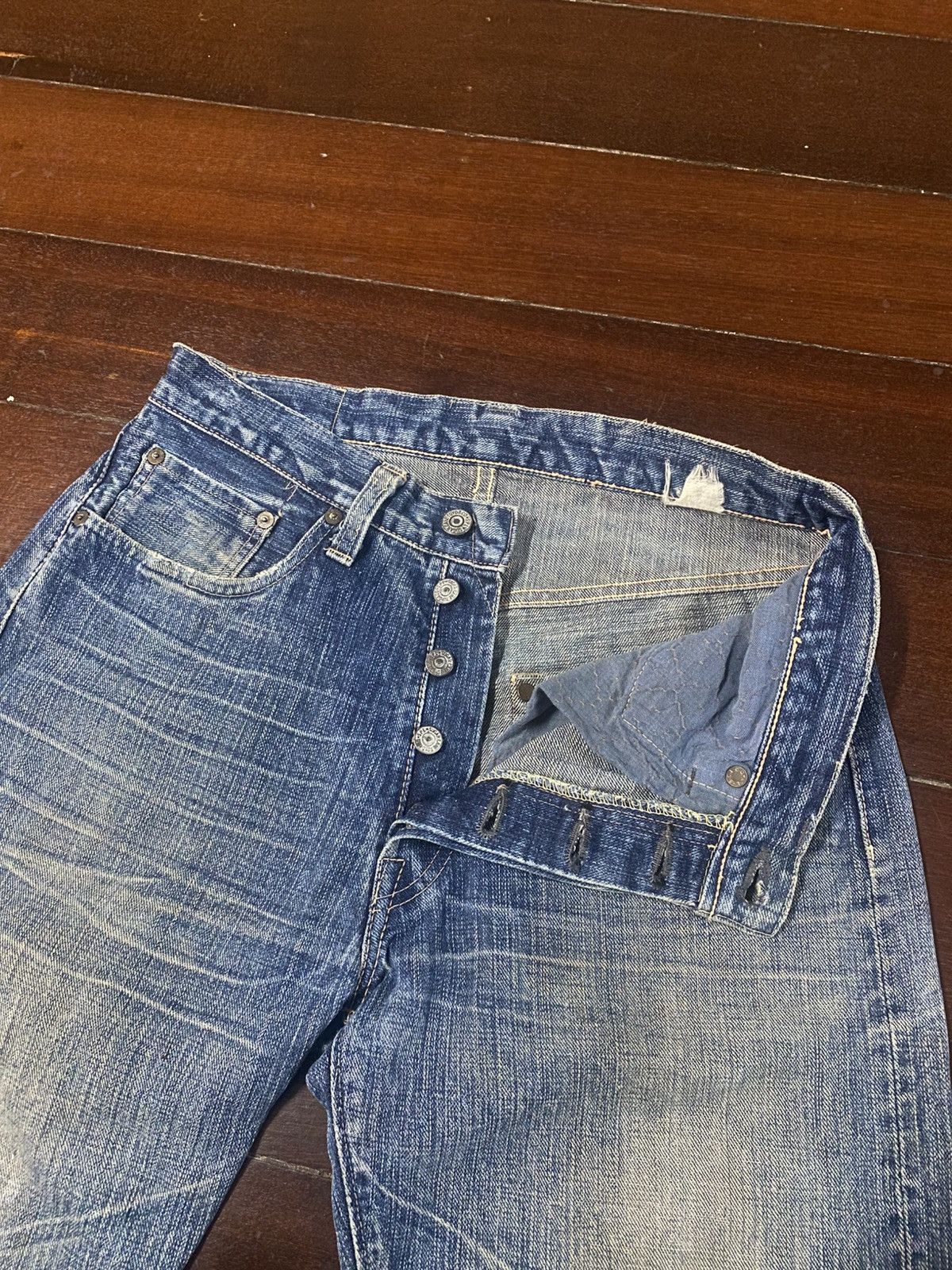Sugar Cane Rare vintage SUGAR CANE OKINAWA JEAN distressed rework boro Size US 31 - 21 Thumbnail