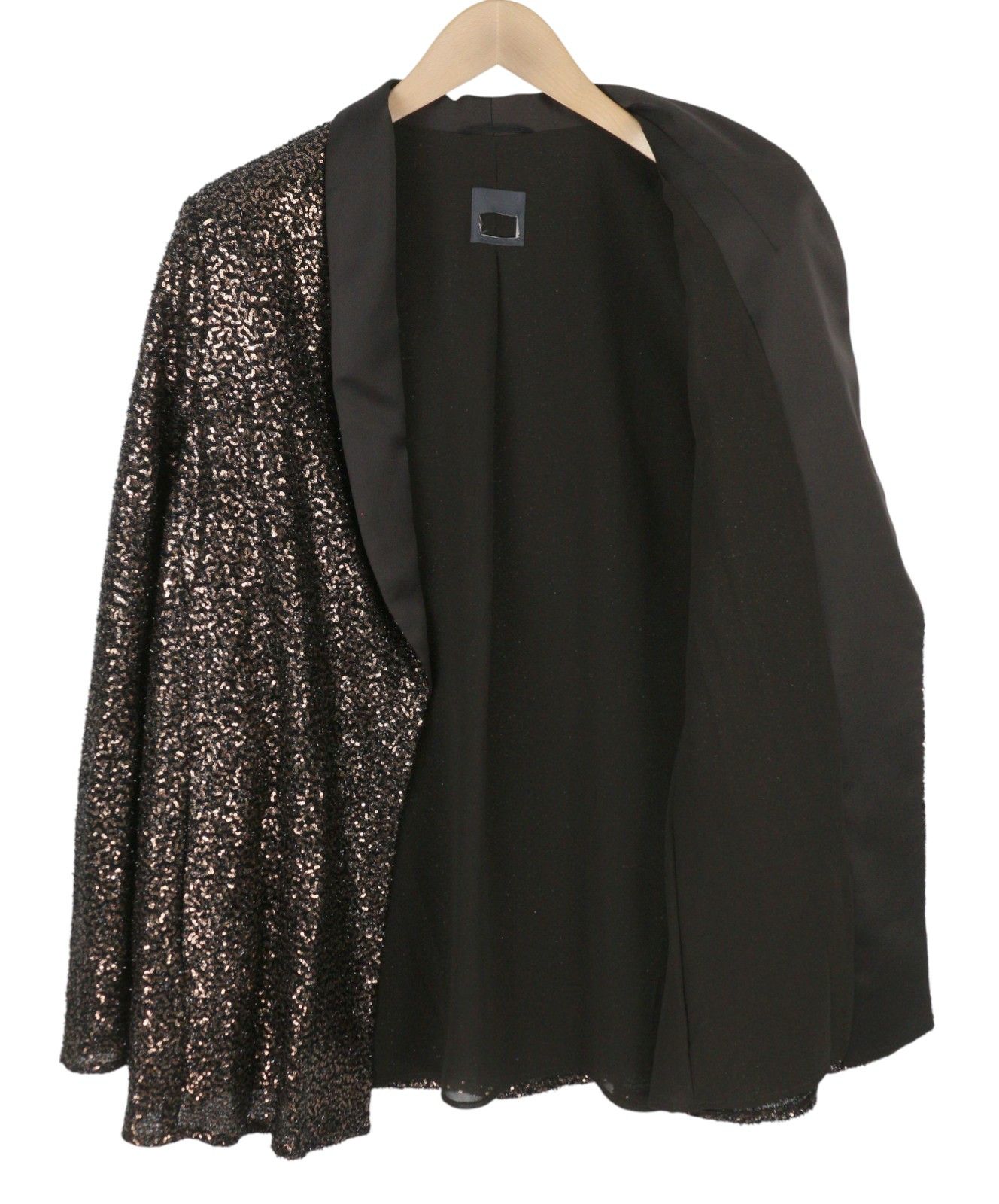 Max Mara EU50 Brown Glitter Shawl Lapel Single Blazer 88692 Size 3XL / US 20-22 - 6 Thumbnail