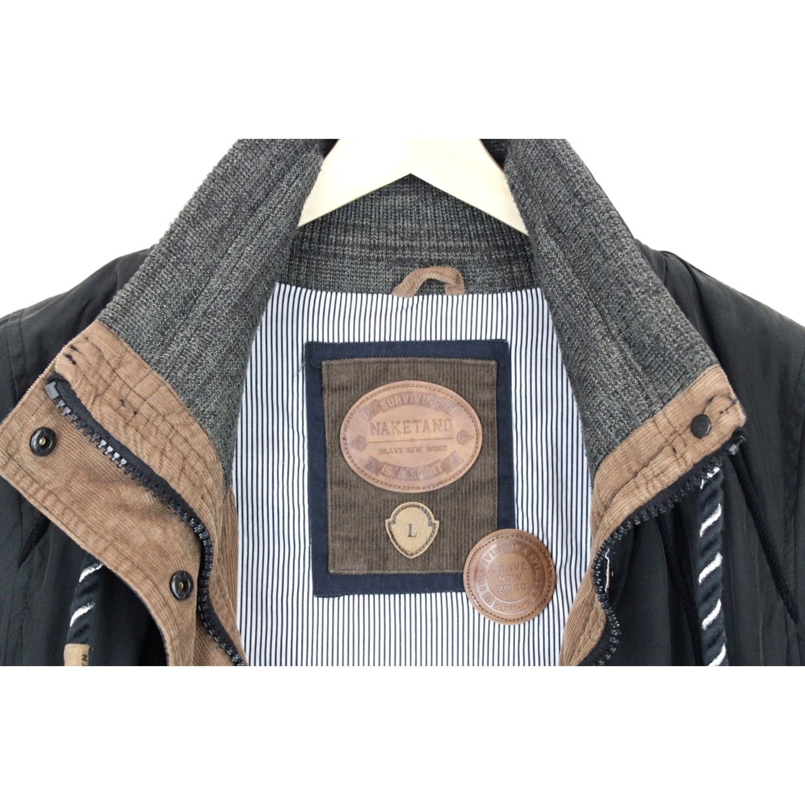 Vintage Naketano Jacket Women LARGE Roll Up Lightweight Full Zip Mid Length Grey Size L / US 10 / IT 46 - 7 Thumbnail
