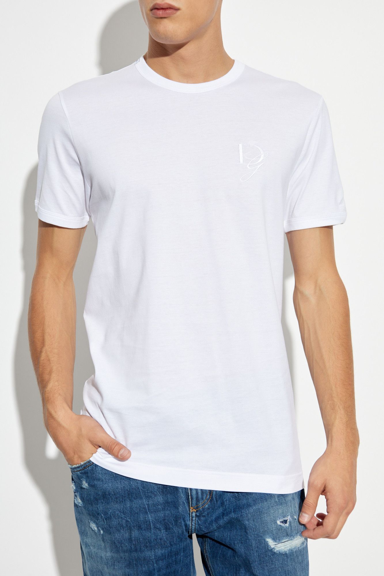 Dolce & Gabbana o1s22i1n0225 Crewneck T-Shirt in White Size US M / EU 48-50 / 2 - 3 Thumbnail