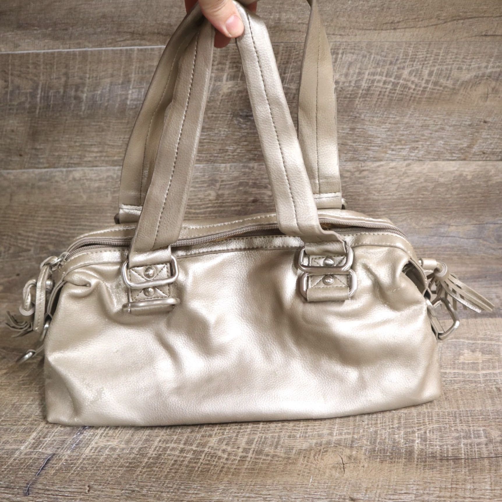 Nine West Nine West Purse Hand Bag Double Strap Brown Gold Rectangle Medium Organizer Zip Top Closure Women Size M / US 6-8 / IT 42-44 - 3 Thumbnail