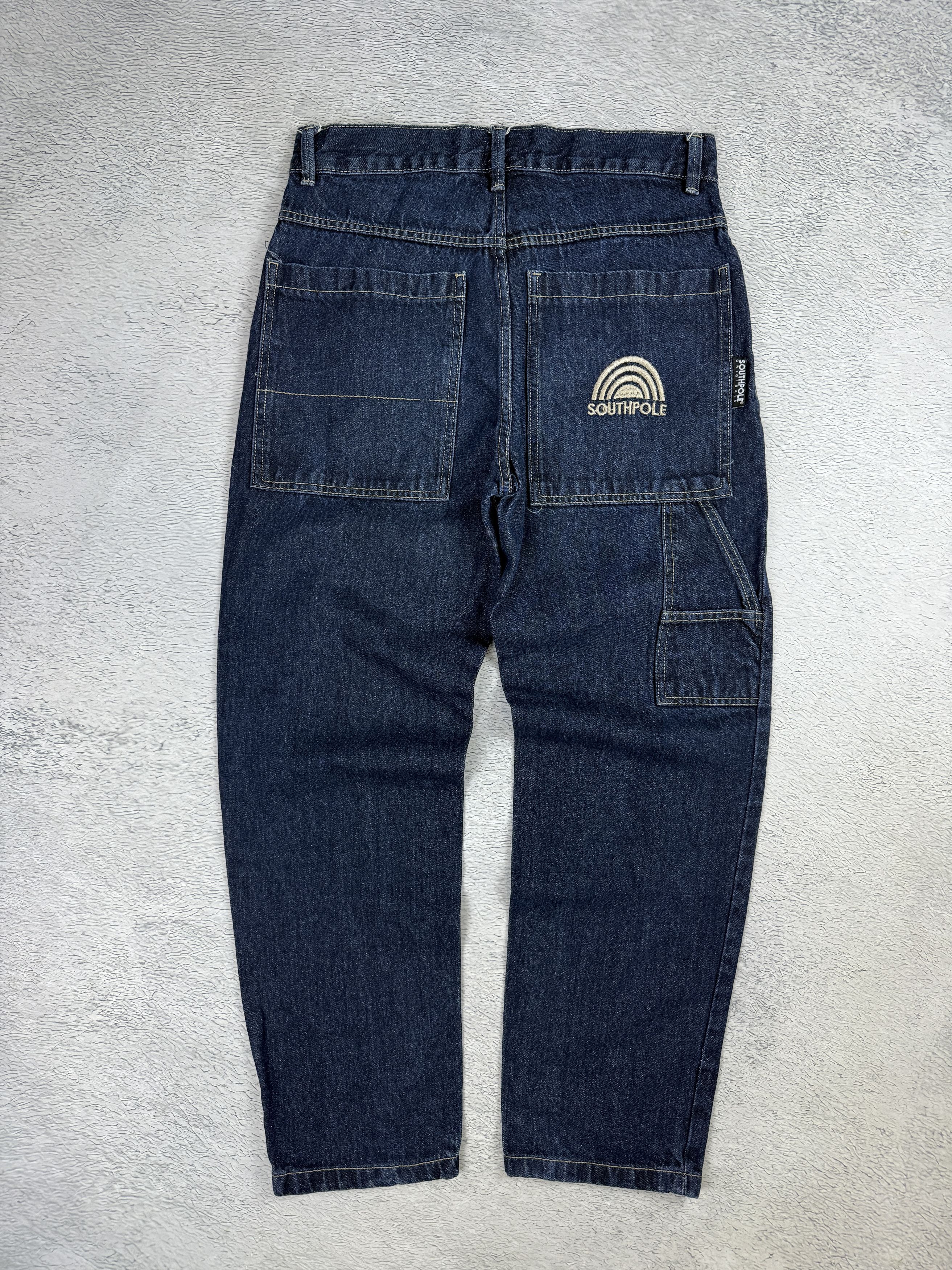 JNCO × Japanese Brand × Southpole Southpole Vintage Carpenter Jeans Back Logo Blue Sk8 Size US 31 - 3 Thumbnail