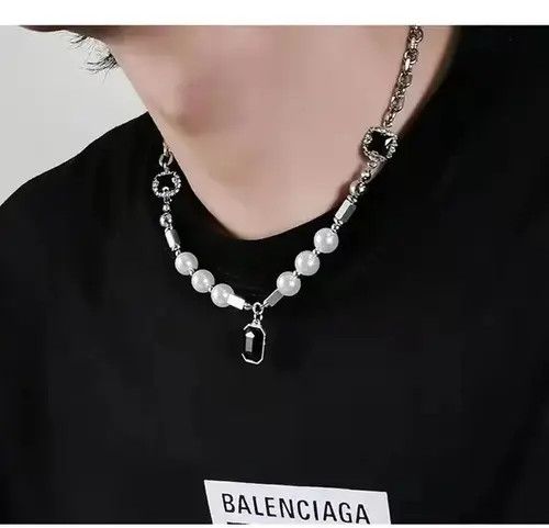 Jewelry Black Rhinestones Pendant Pearl Necklace Size ONE SIZE - 4 Thumbnail