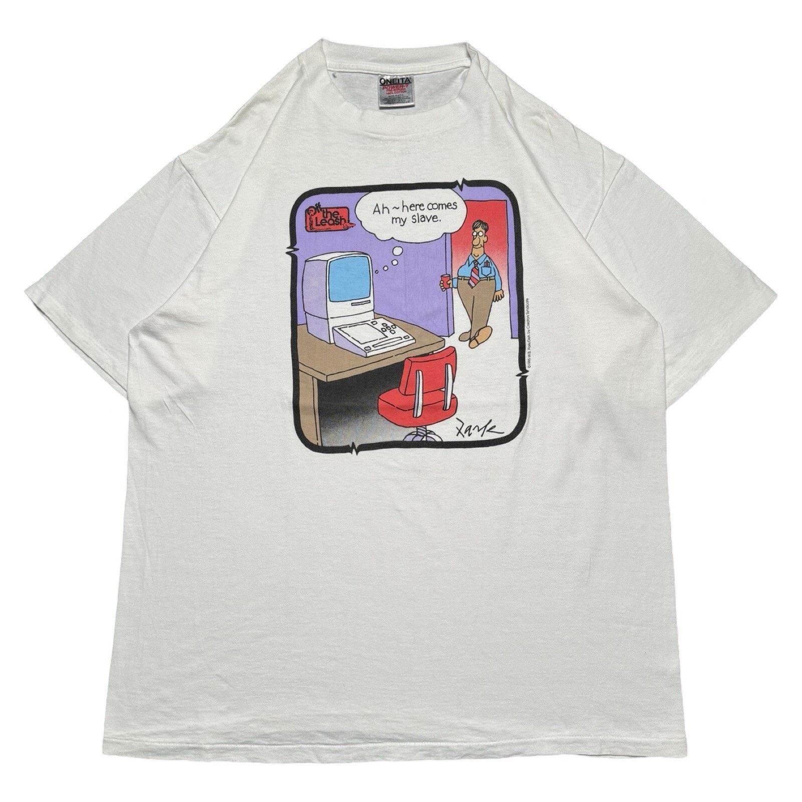 Gildan Vintage Comic Computer Here Comes My Slave T Shirt Sz XL Size US XL / EU 56 / 4 - 1 Thumbnail