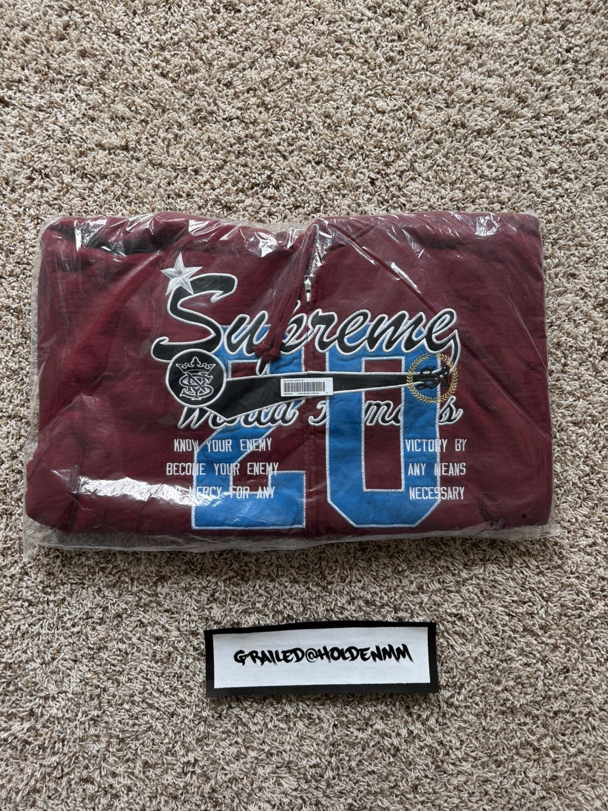 Supreme Warriors Appliqué Zip Up Hooded Sweatshirt Cardinal Red Size US XXL / EU 58 / 5 - 19 Thumbnail