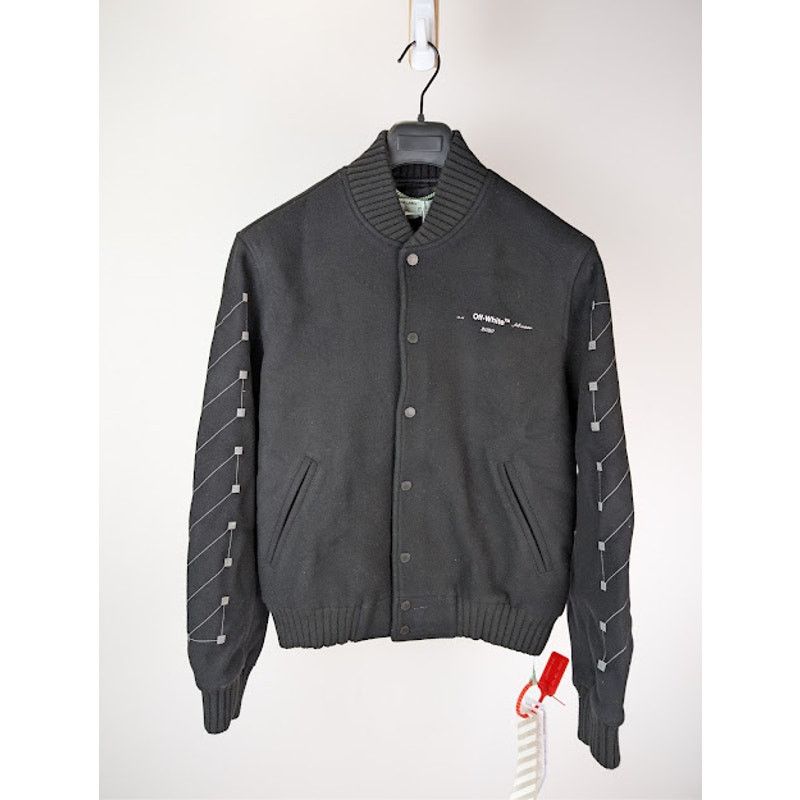 Off-White o1rshd1 Virgil Abloh Arrows Varsity Jacket in Black / White Size US M / EU 48-50 / 2 - 3 Thumbnail