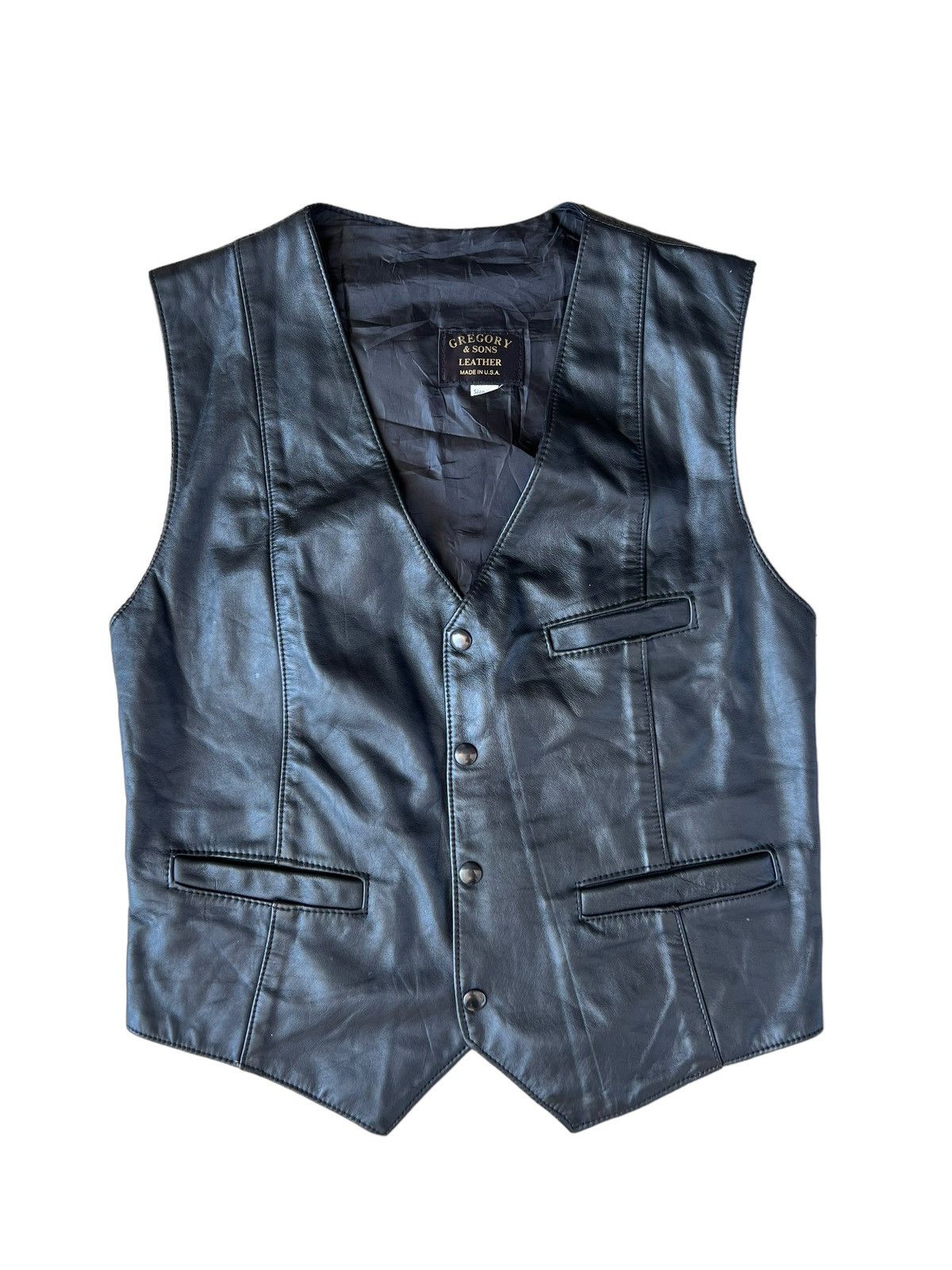 Leather Vintage Gregory & Sons Leather Vest Black Size US M / EU 48-50 / 2 - 1 Thumbnail