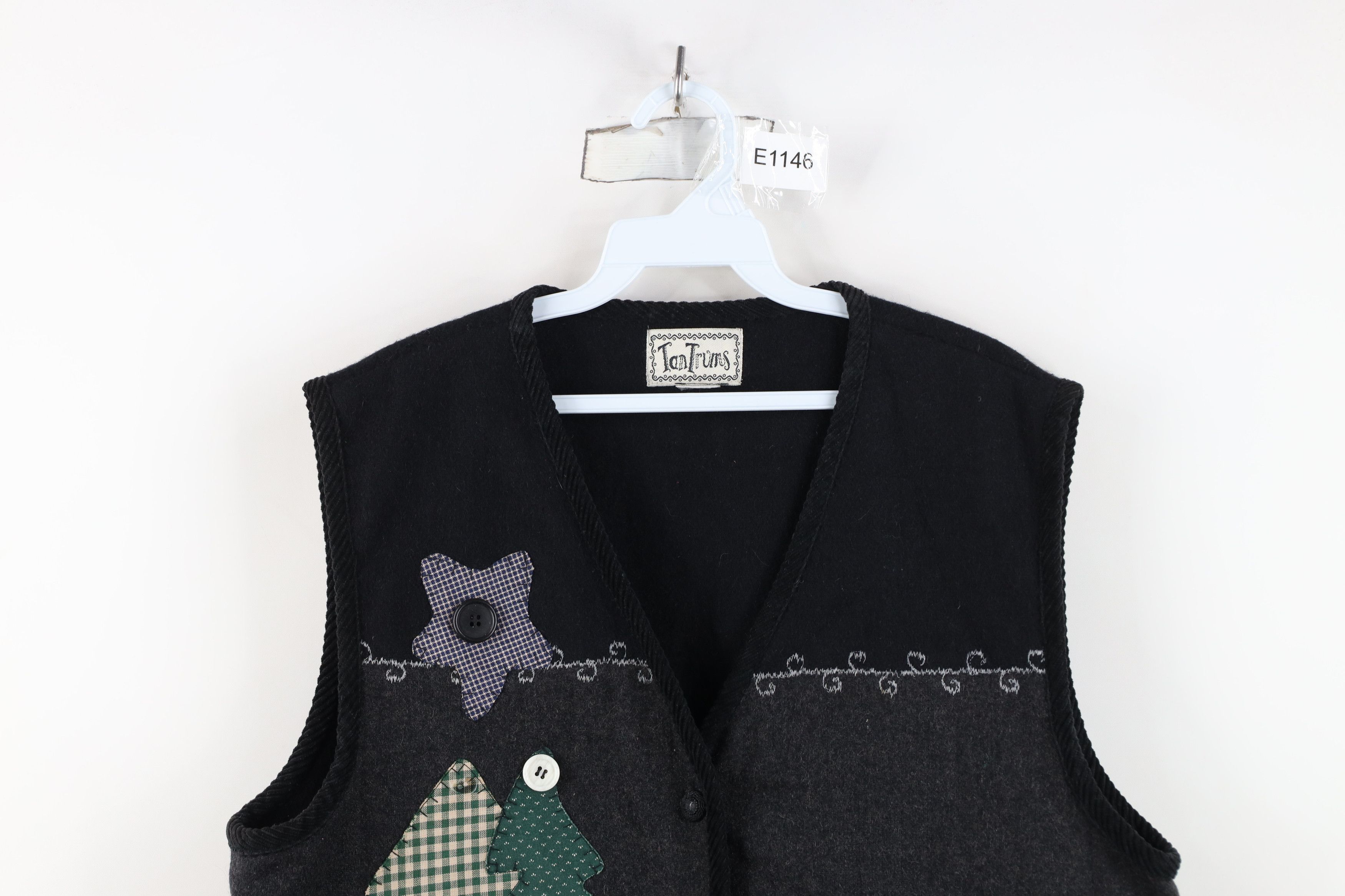 Vintage Vintage 90s Streetwear Patchwork Wool Button Vest Jacket Size L / US 10 / IT 46 - 2 Thumbnail