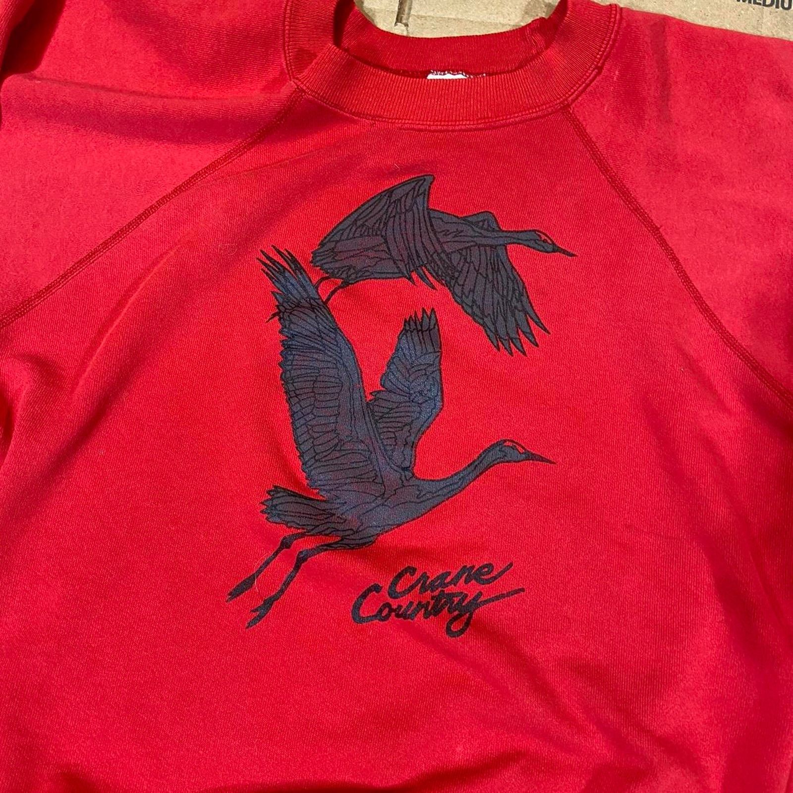 Hanes 80s red cranes crewneck sweater Size US XL / EU 56 / 4 - 4 Thumbnail