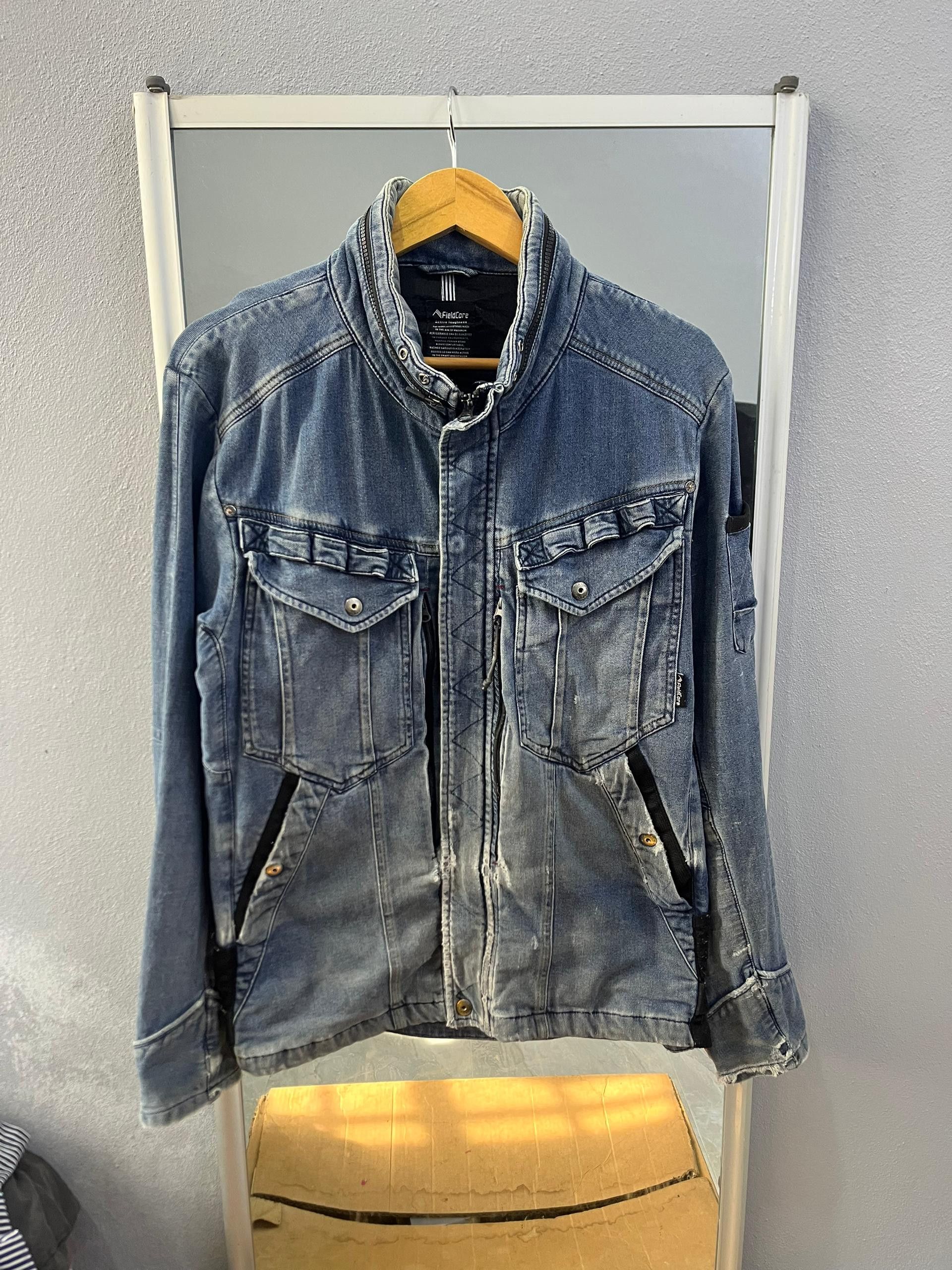 Japanese Brand FieldCore Distressed Workwear Denim Jacket Hidden Hood Size US M / EU 48-50 / 2 - 1 Thumbnail