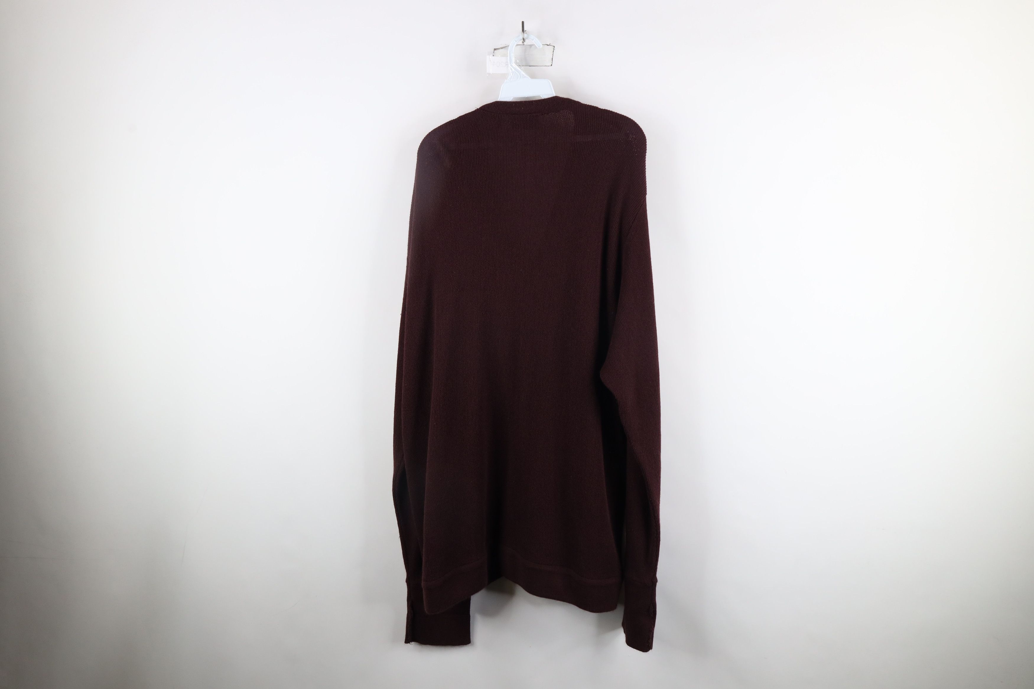 Vintage Vintage 90s Streetwear Knit Button Cardigan Sweater Maroon Size US XXL / EU 58 / 5 - 8 Thumbnail