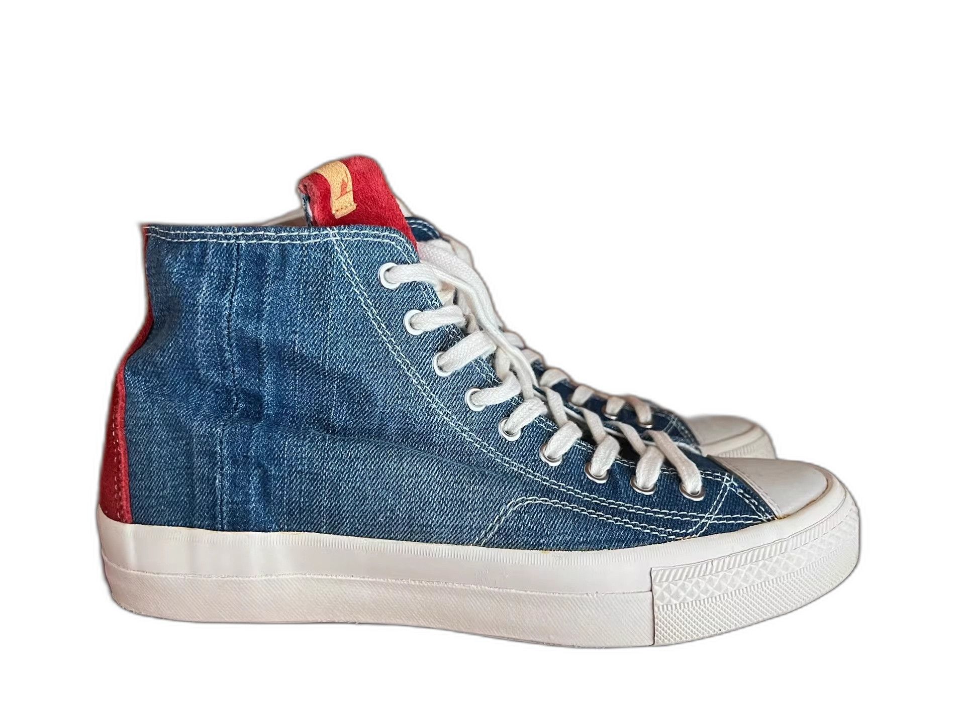 Visvim Visvim Denim Spliced Red Tail High-Top Sneakers Size US 9 / EU 42 - 1 Thumbnail