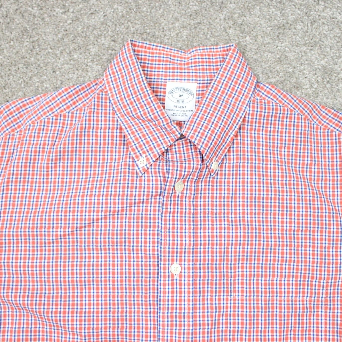 Brooks Brothers Brooks Brothers Shirt Mens Medium Regent Orange/Blue Cotton Long Sleeve Button-Up Check Size US M / EU 48-50 / 2 - 4 Thumbnail