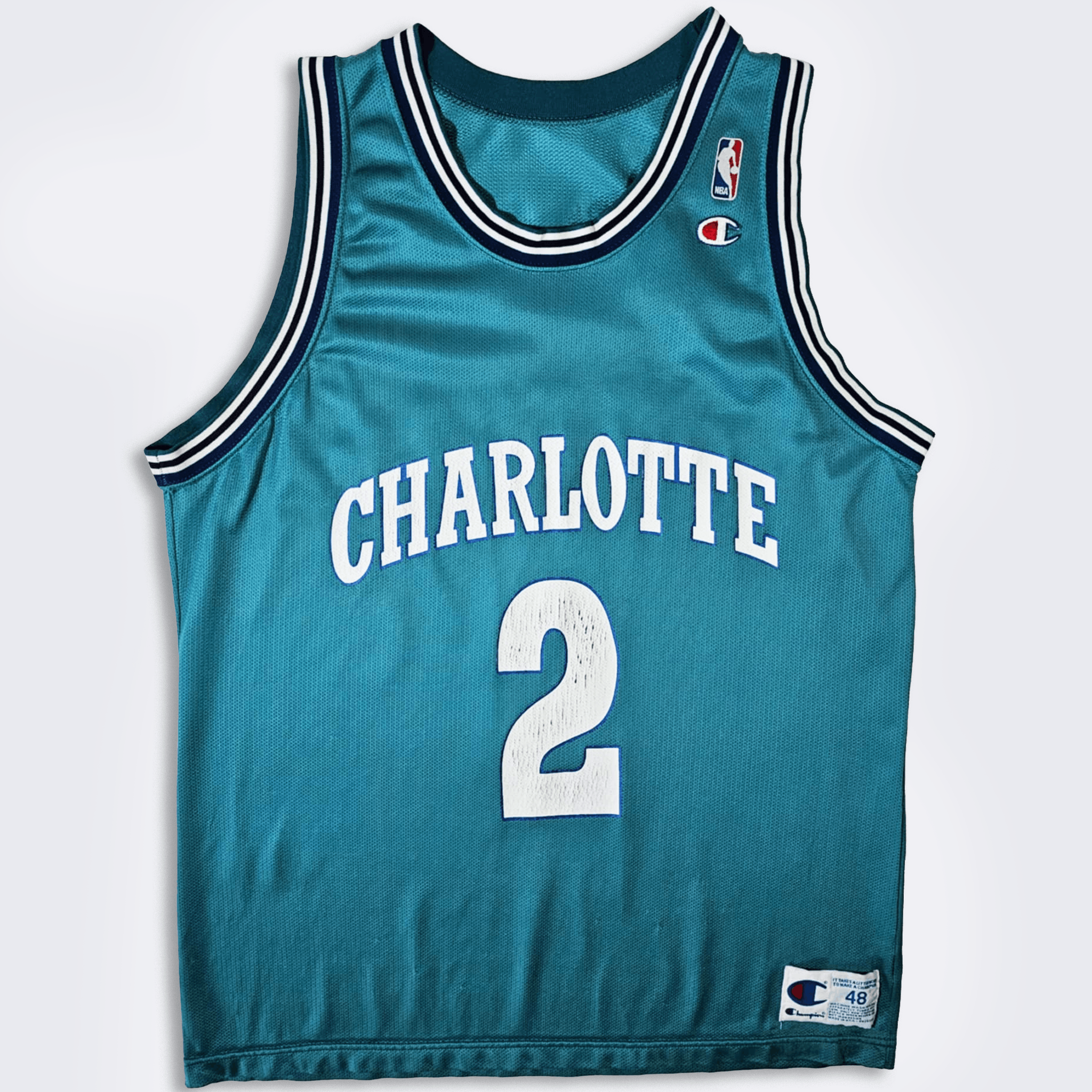 Champion × Vintage Charlotte Hornets Vintage 90s Larry Johnson Jersey Size US XL / EU 56 / 4 - 1 Thumbnail