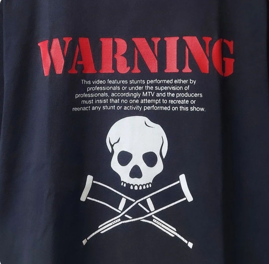 Mtv × Vintage RARE🔥VTG 2005 MTV JACKASS WARNING TSHIRT Size US M / EU 48-50 / 2 - 6 Thumbnail