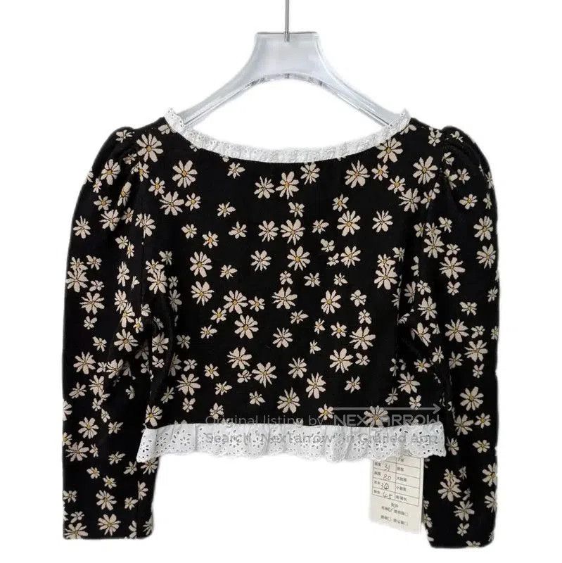 Miu Miu Miu Miu Black Floral Print Cropped Jacket . Size S / US 4 / IT 40 - 2 Thumbnail
