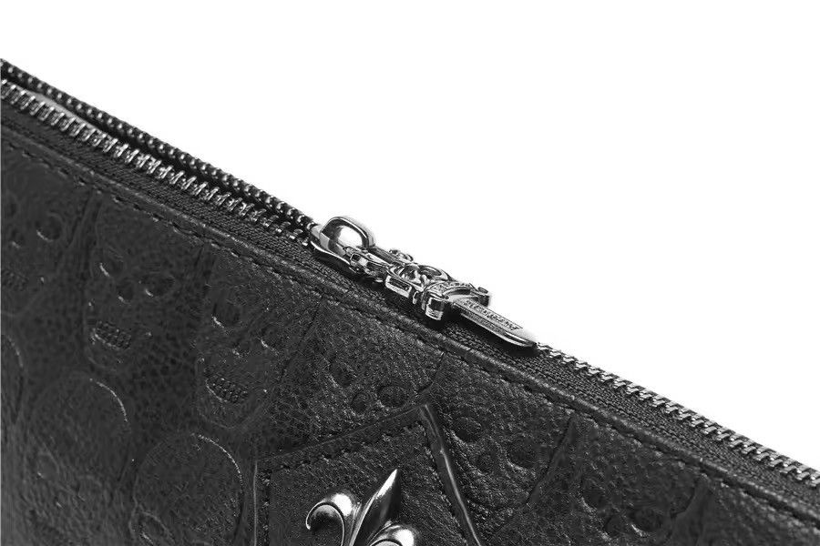 Vintage Luxury Gothic Skull Embossed Leather Clutch Bag Wristlet Size ONE SIZE - 4 Thumbnail