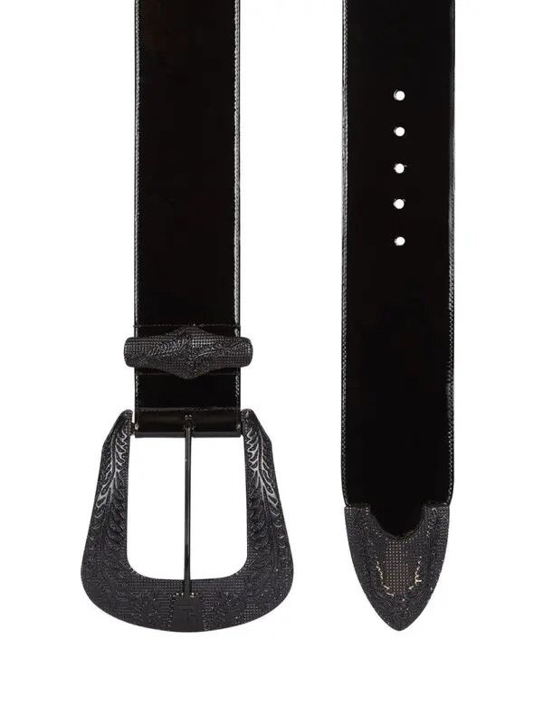 Balmain o1s1wg111225 Size:OS/Western Patent-Leather Belt in Black Size ONE SIZE - 2 Thumbnail