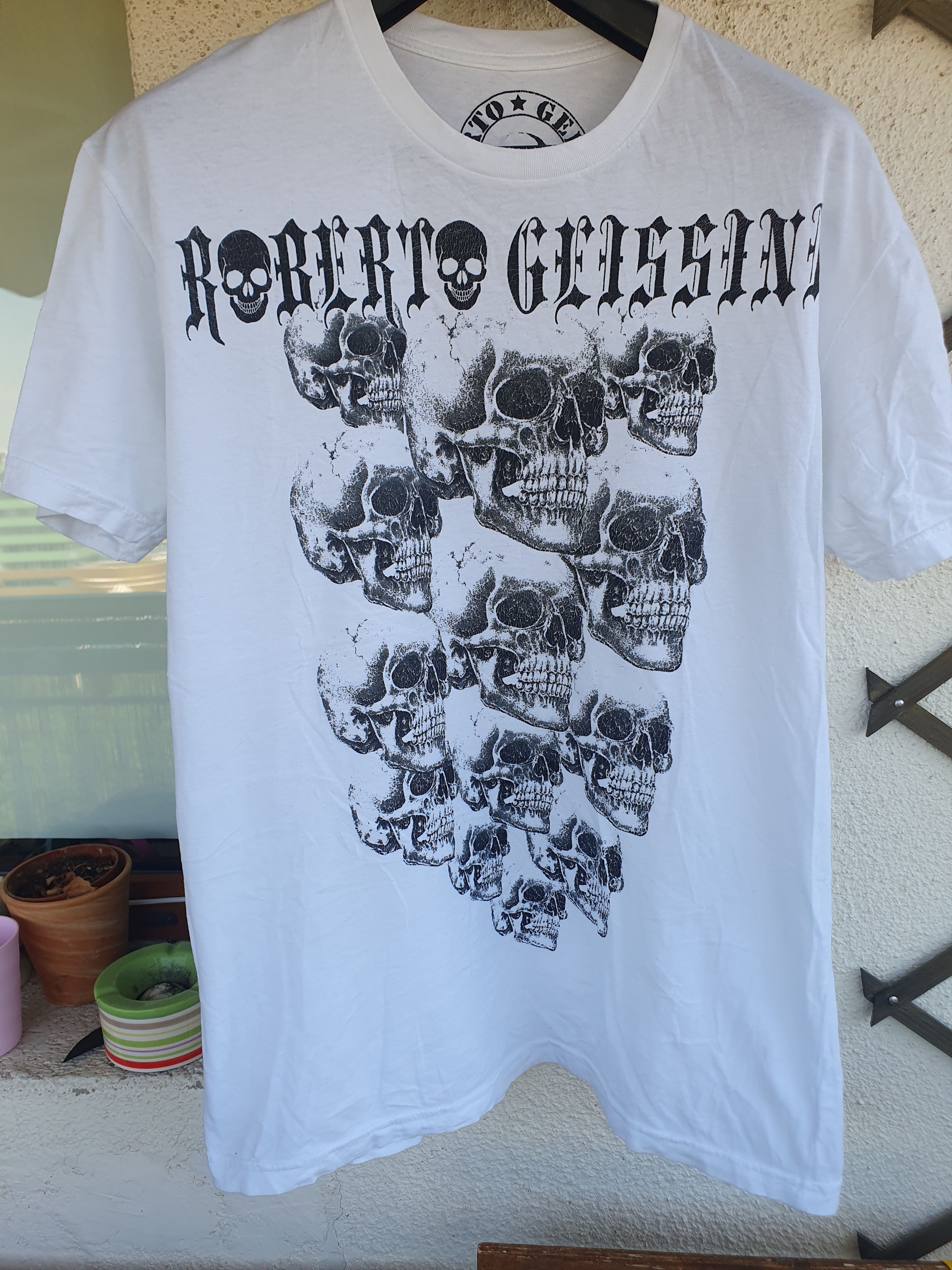 Swagger Roberto Geissini Death's Head t-shirt Made in USA sz XL/L? Size US XL / EU 56 / 4 - 1 Thumbnail