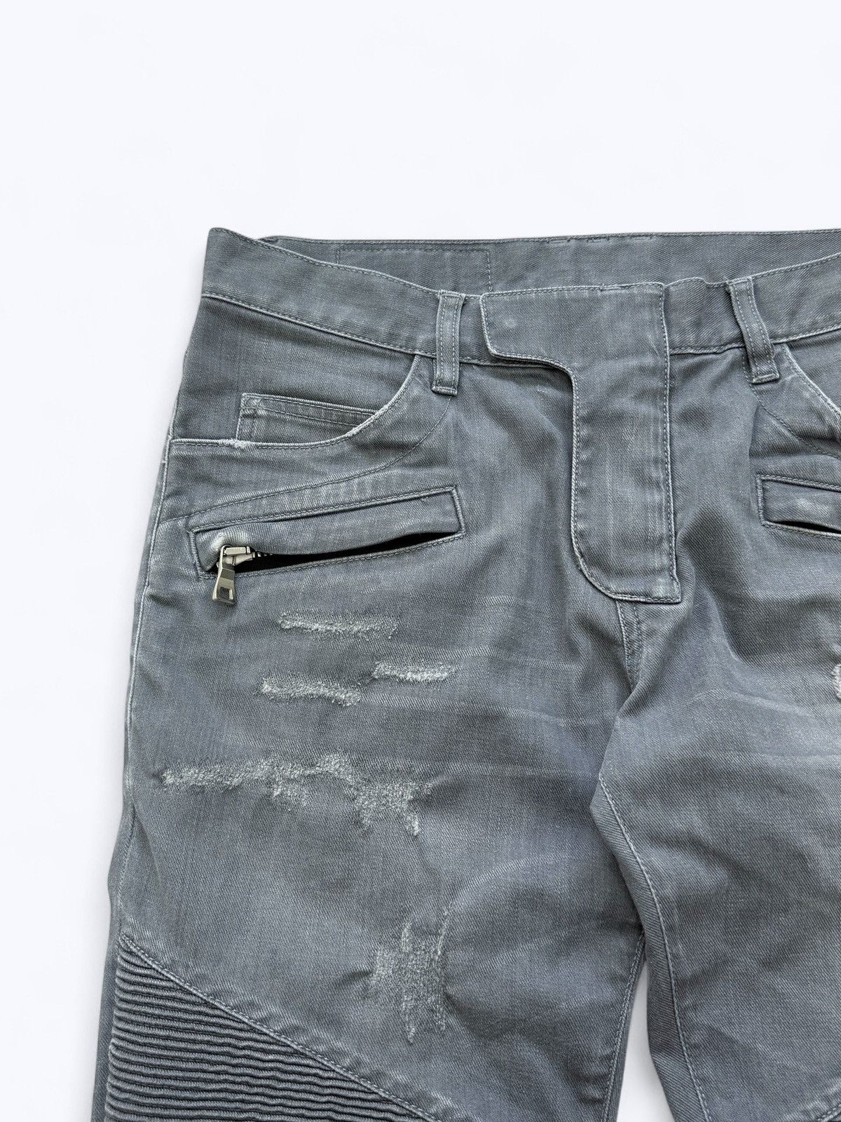 Balmain Balmain Biker Washed Distressed Denim Pants Size US 31 - 3 Thumbnail
