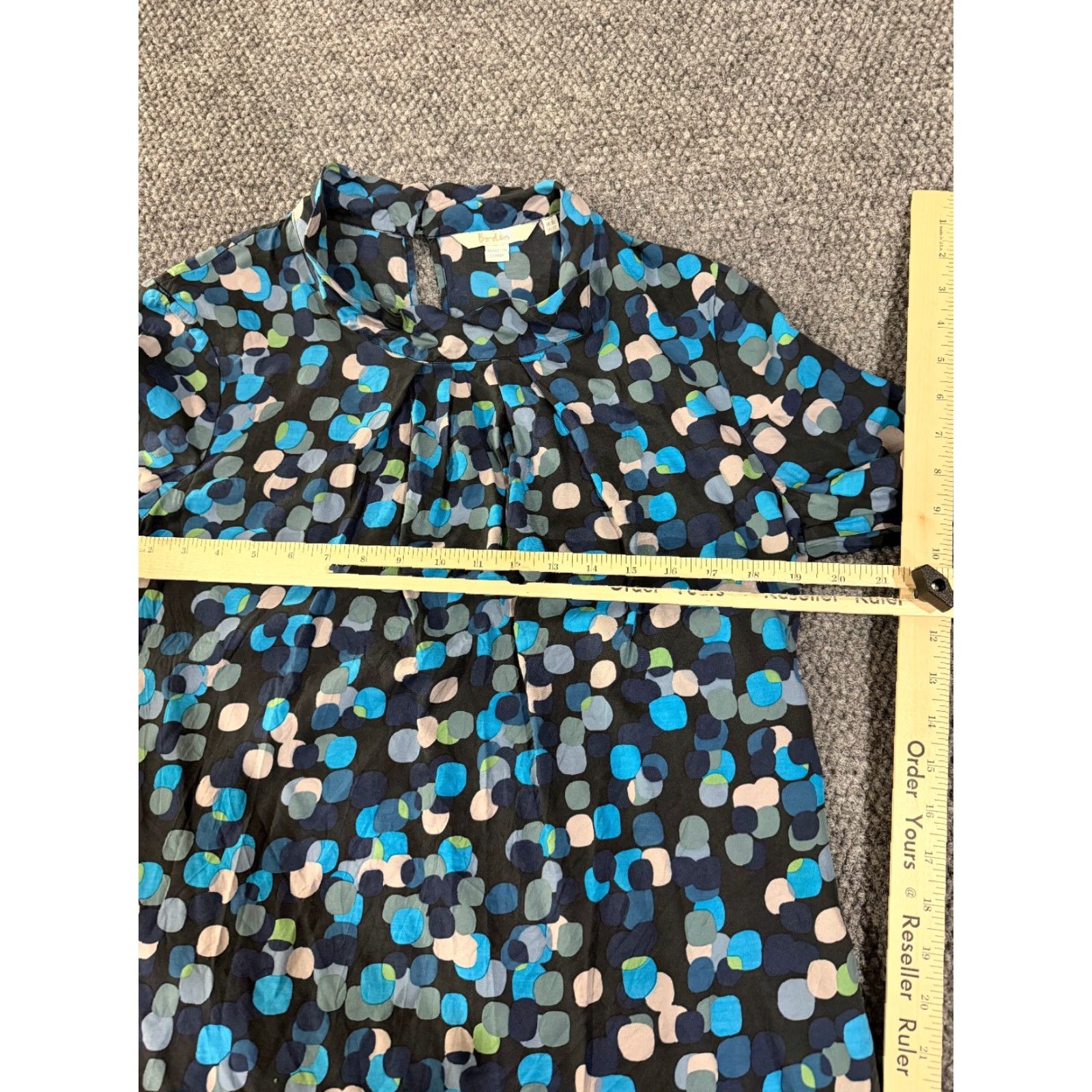 Boden Boden Blouse Women 12 Blue Green Polka Dot Long Sleeve Henley Tie Waist Pullover Regular Size XL / US 12-14 / IT 48-50 - 4 Thumbnail