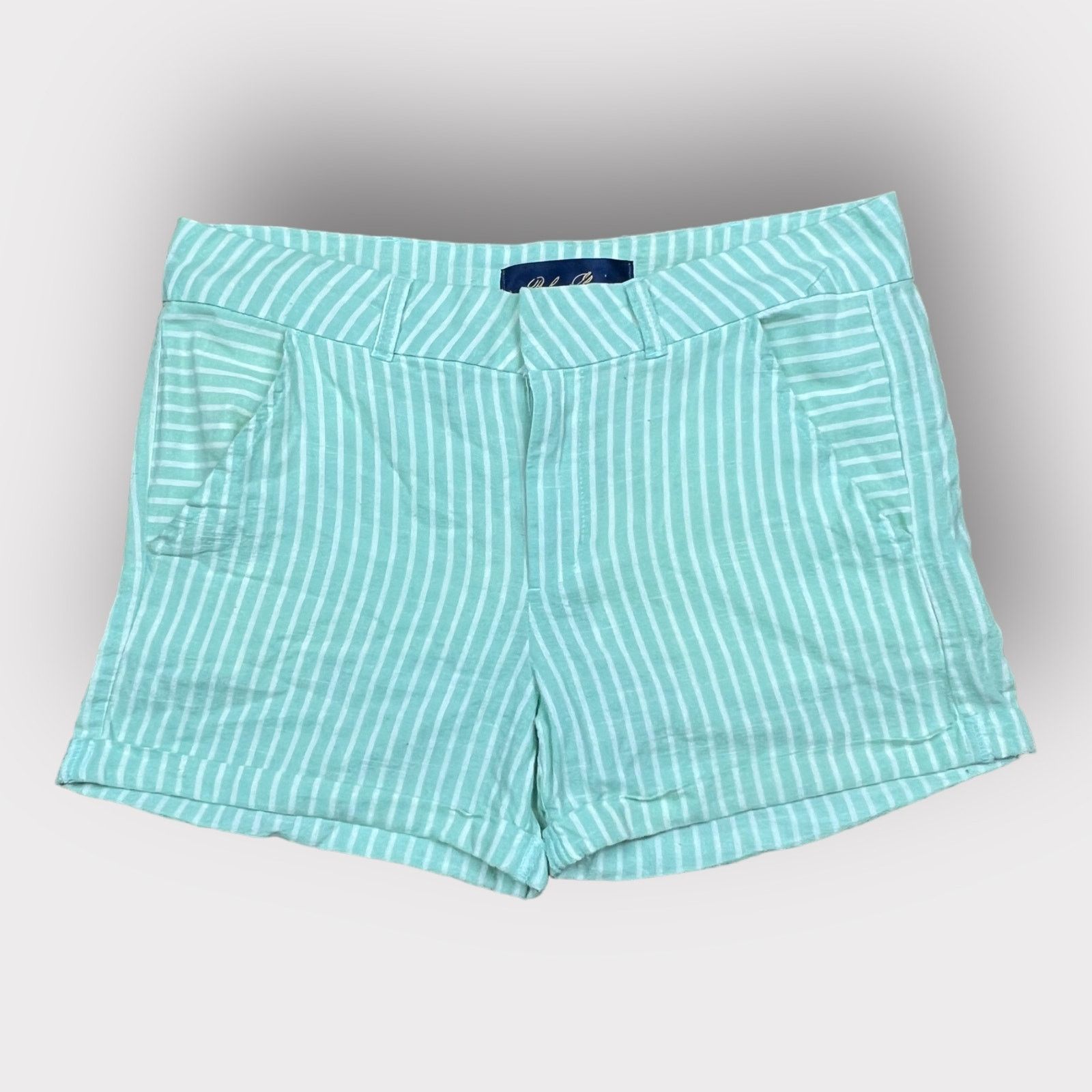 Other Blue Rain | Striped Green Pastel Shorts | Large Size 32" / US 10 / IT 46 - 1 Thumbnail