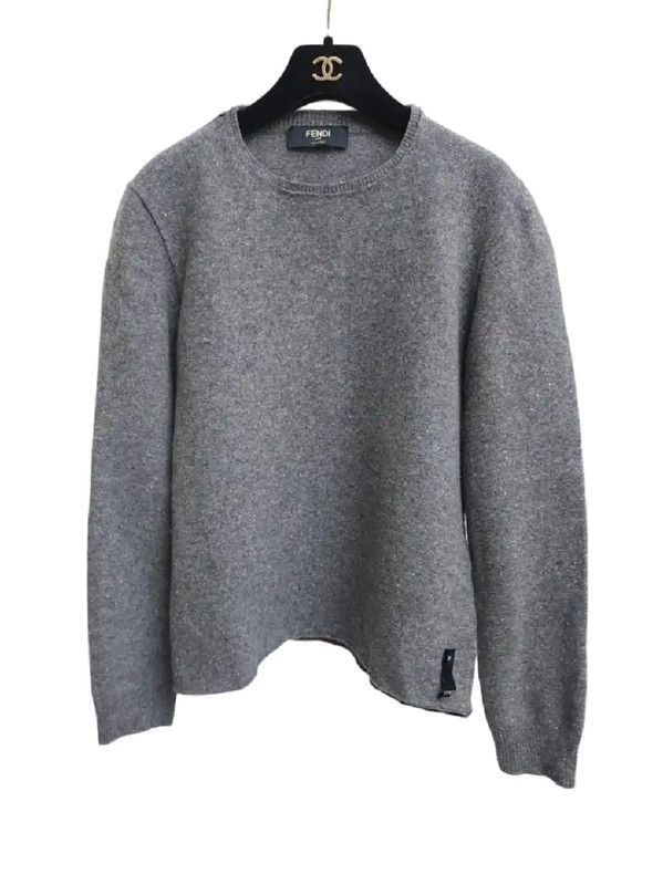 Fendi Fendi Gray Wool Long Sleeve Sweater for Women 0089 Size S / US 4 / IT 40 - 1 Thumbnail