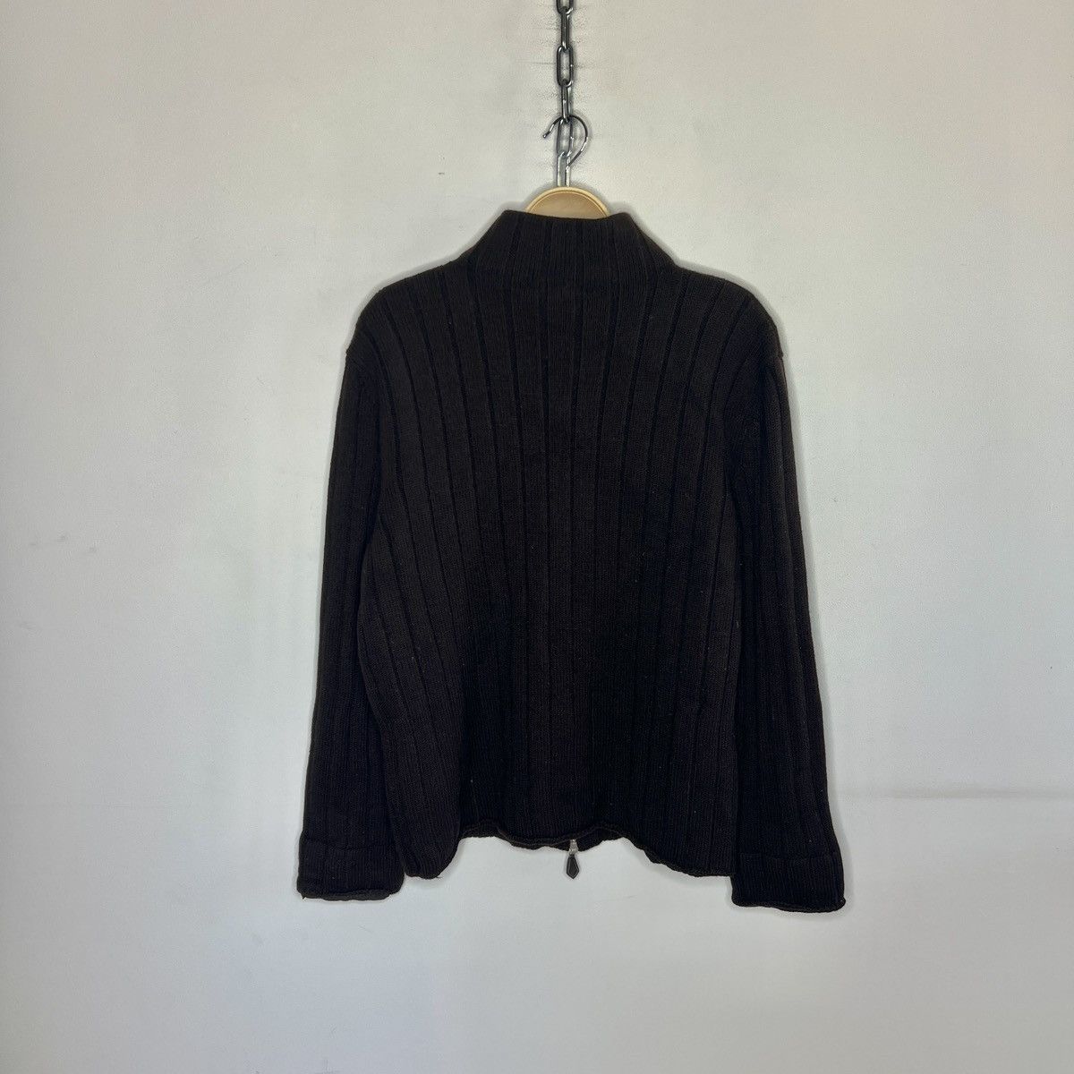 Hermes HERMES Brown Wool Ribbed Full Zip Sweater Italy Riri Size US L / EU 52-54 / 3 - 10 Thumbnail