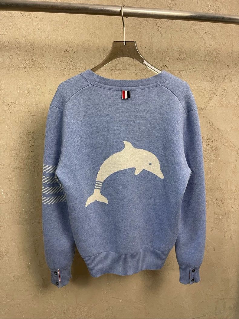 Thom Browne Thom Browne size1 Dolphin wool sweater with blue background Size US S / EU 44-46 / 1 - 4 Thumbnail