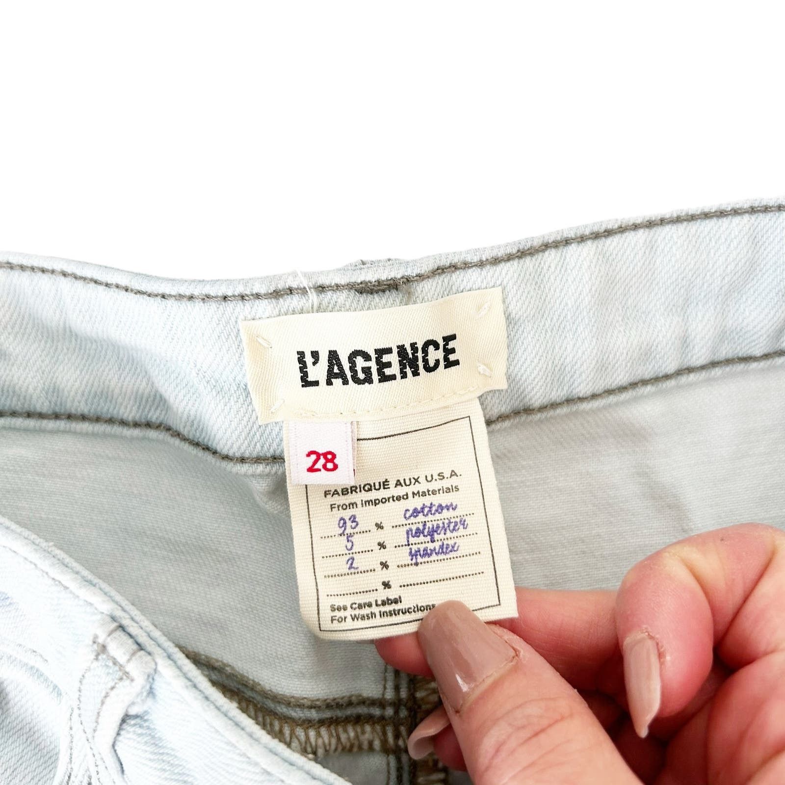 L'AGENCE L'Agence High Line Distressed Skinny Jeans Raw Hem Sz 28 Size 28" / US 6 / IT 42 - 2 Thumbnail