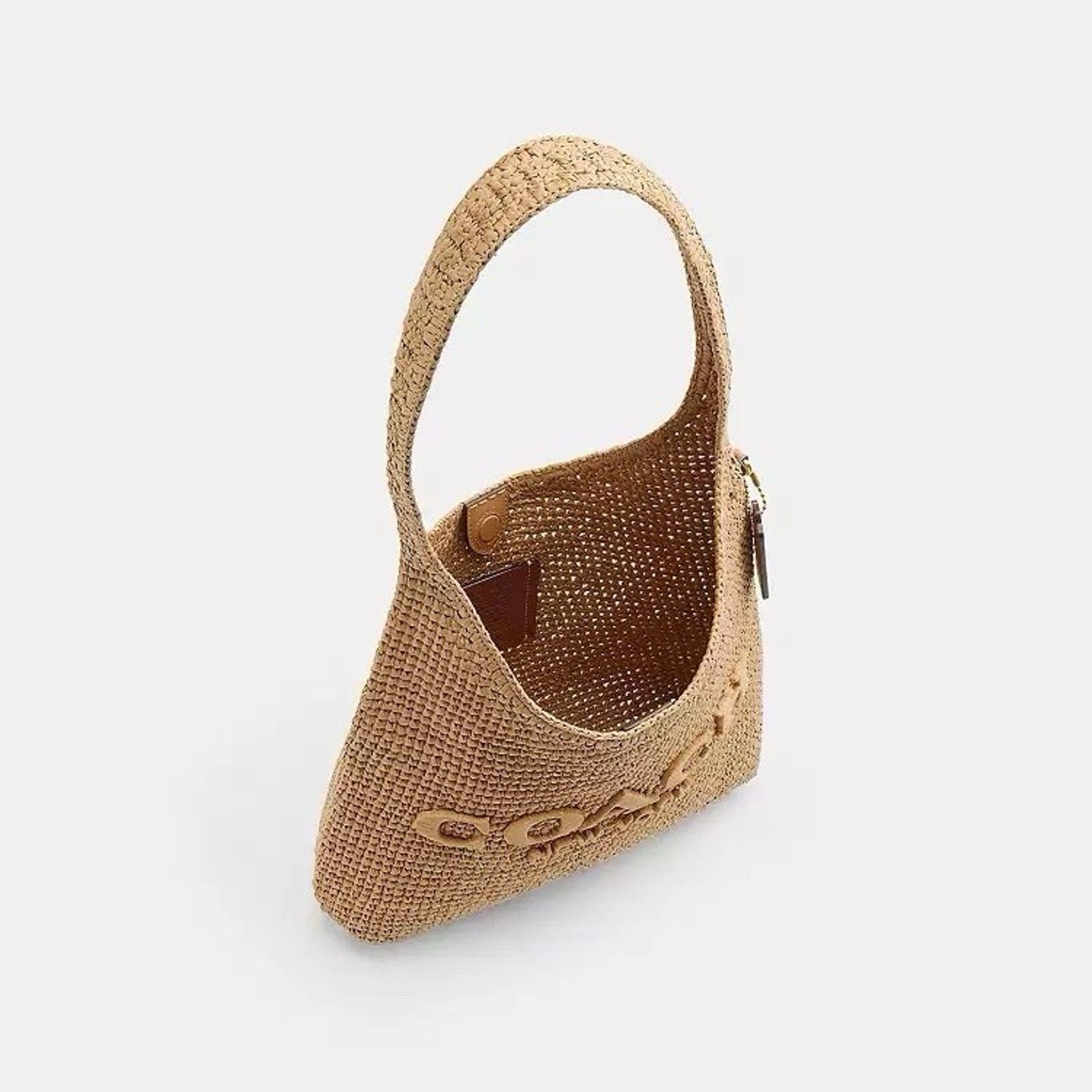 Coach NWT COACH Brooklyn 28 Straw Shoulder Bag CDU75 Brass/Natural Size ONE SIZE - 8 Thumbnail
