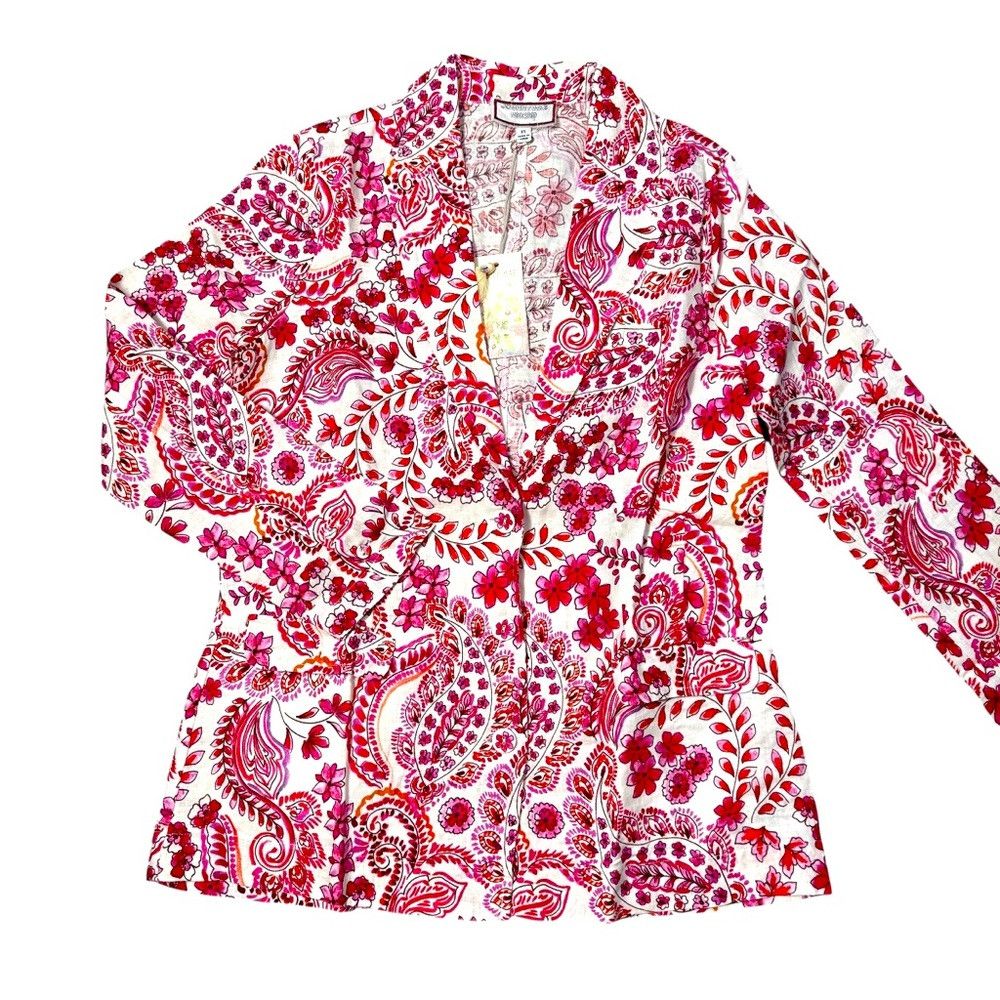 Johnny Was NWT New $255 Johnny Was Lillet Linen Floral Blazer Size XS Size XS / US 0-2 / IT 36-38 - 6 Thumbnail