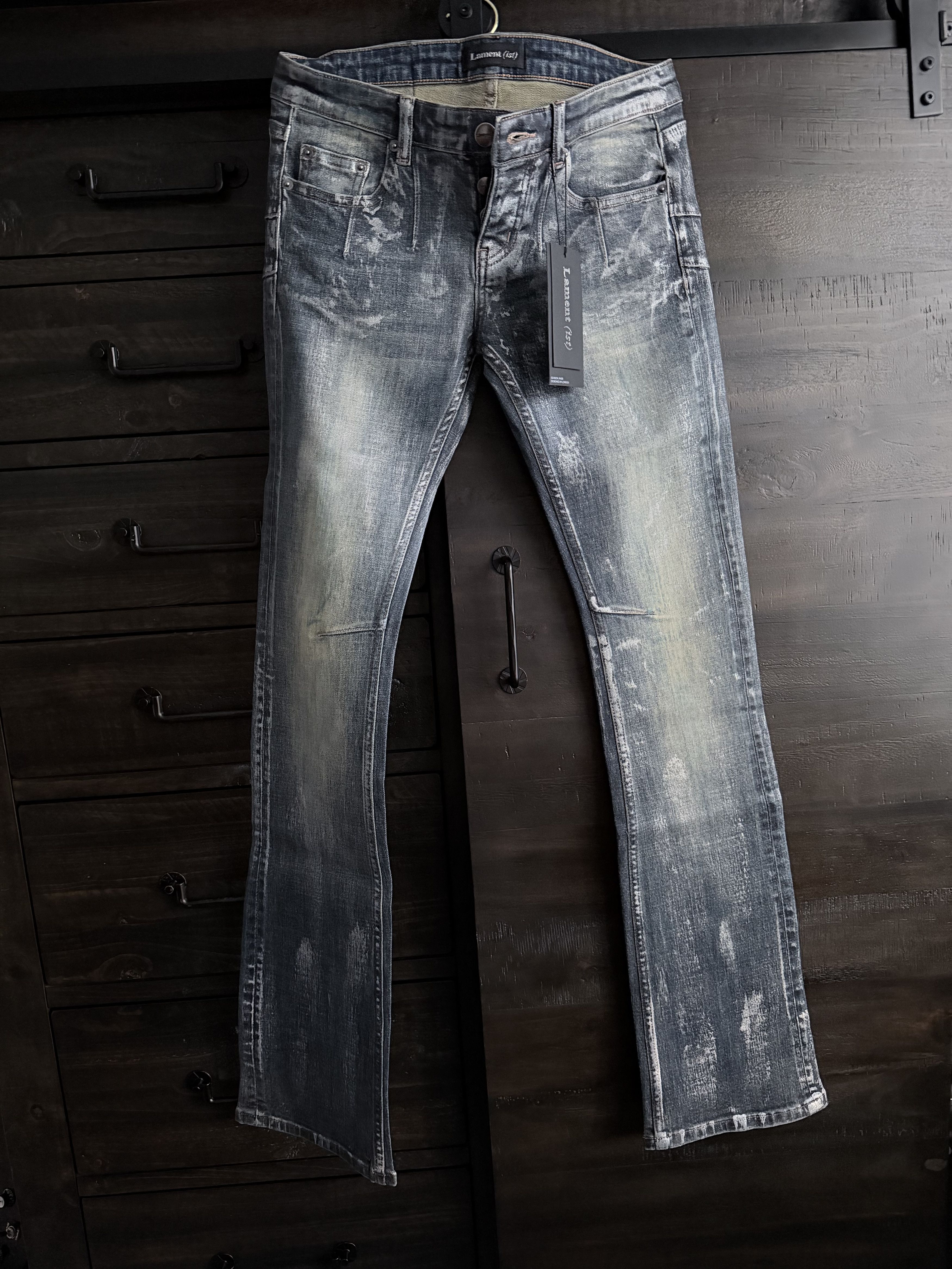 Lamentist SKINNY BOOTCUT WAX WASHED JEANS IN INDIGO DENIM