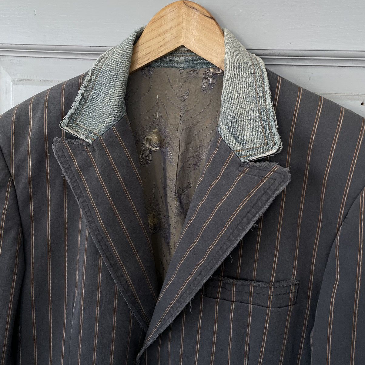 Designer × Dolce & Gabbana 🔥Rare🔥Dolce&Gabbana D&G Distressed striped blazer sz50 Size 50L - 2 Thumbnail