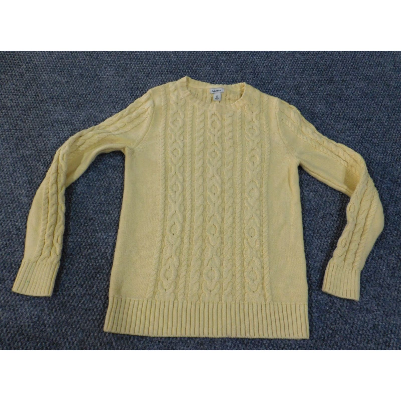 Vintage L.L. Bean Sweater Womens XS Yellow Pullover Crew Neck Cotton Knit Stretch Regular Sleeve Size XS / US 0-2 / IT 36-38 - 2 Thumbnail