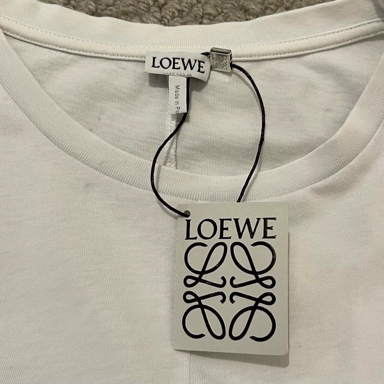 Loewe LOEWE White embroidered logo irregular short sleeve T-shir Size S / US 4 / IT 40 - 4 Thumbnail