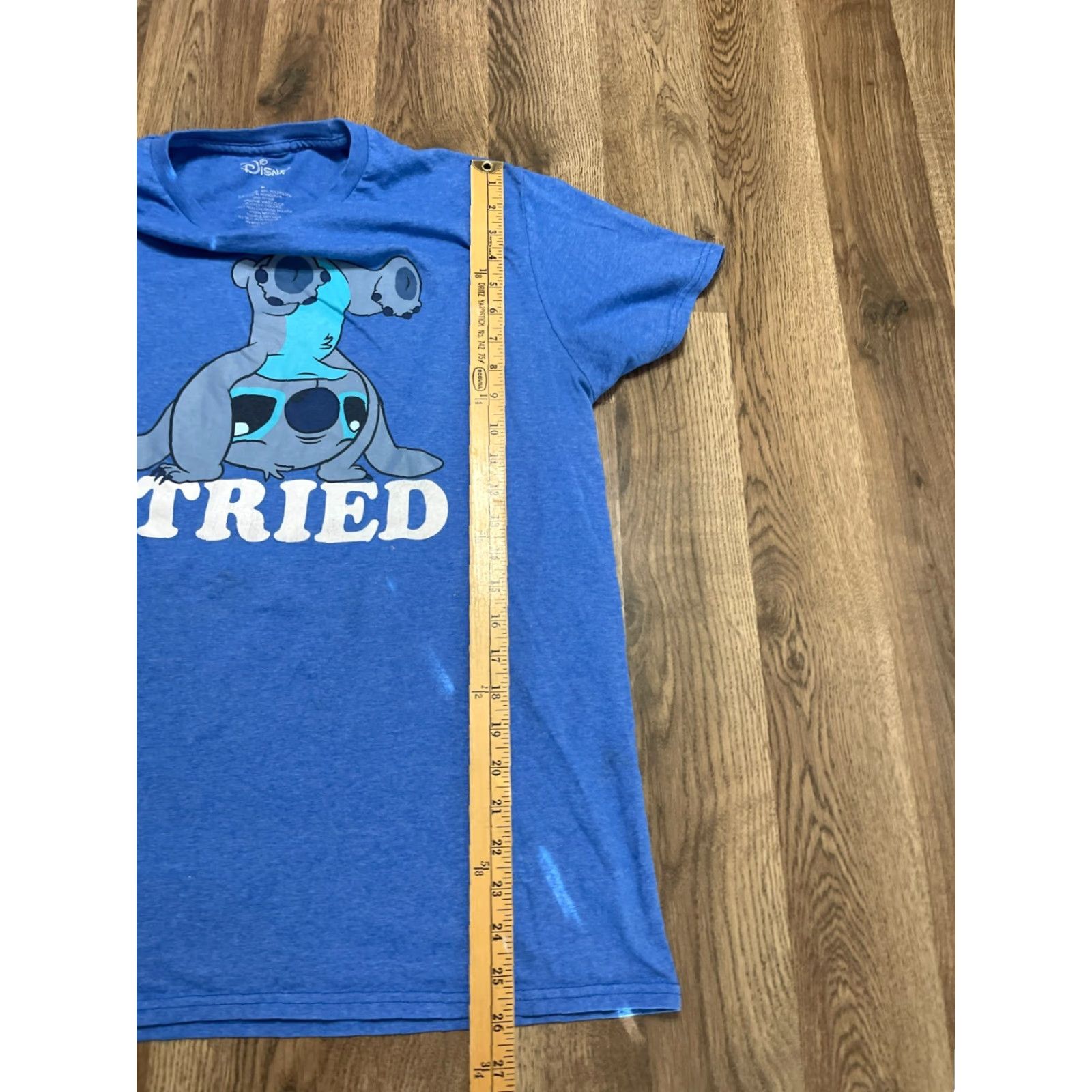 Disney Disney Shirt Mens Large Blue Stitch "I tried" Print T-Shirt Humorous Disney Crew Neck Short Sleeve Regular Vintage No Size US L / EU 52-54 / 3 - 7 Thumbnail