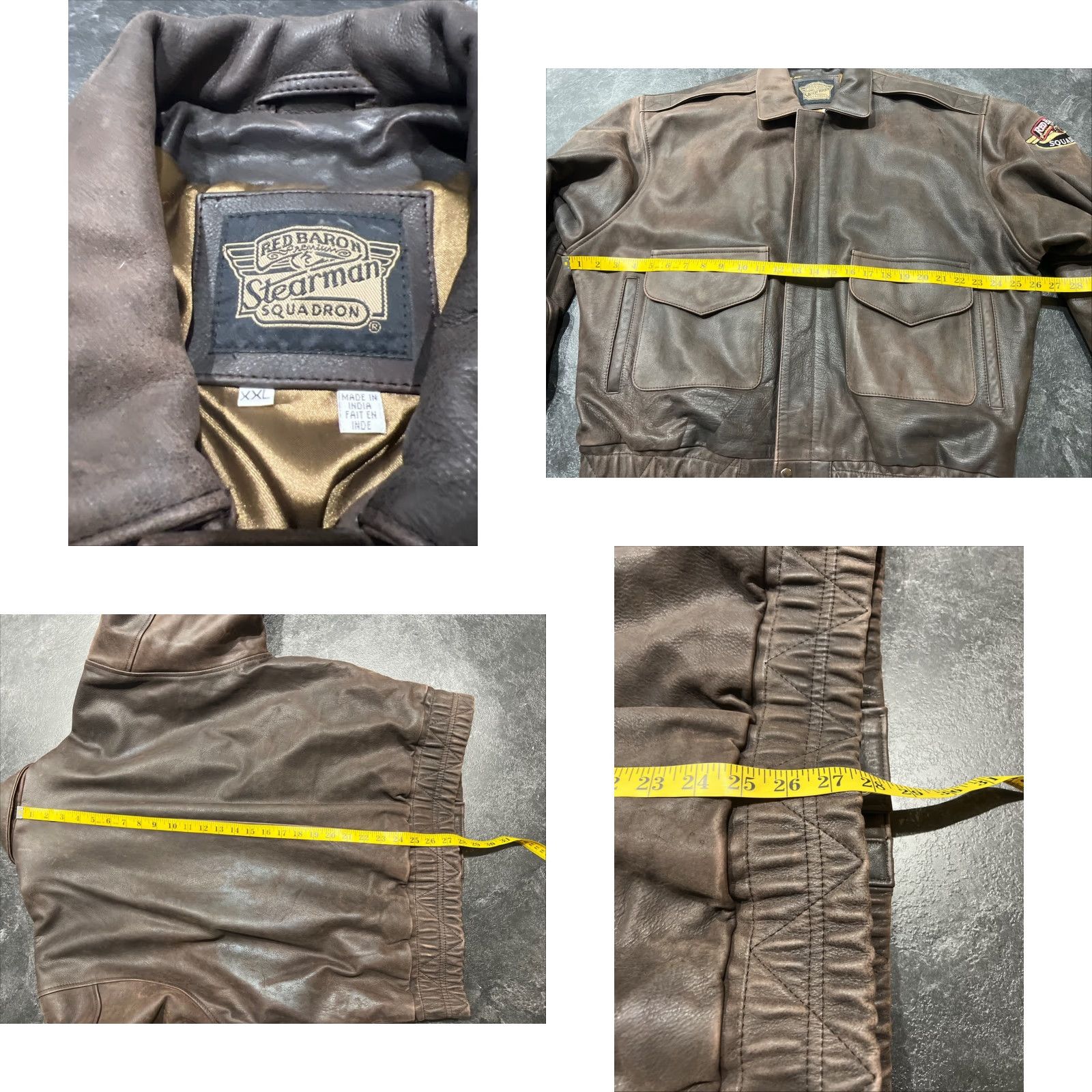 Vintage VINTAGE Flight Saxon Leather Red Baron Stearman Squadron Bomber Jacket Adult 2XL Red Mens Size US XXL / EU 58 / 5 - 8 Thumbnail