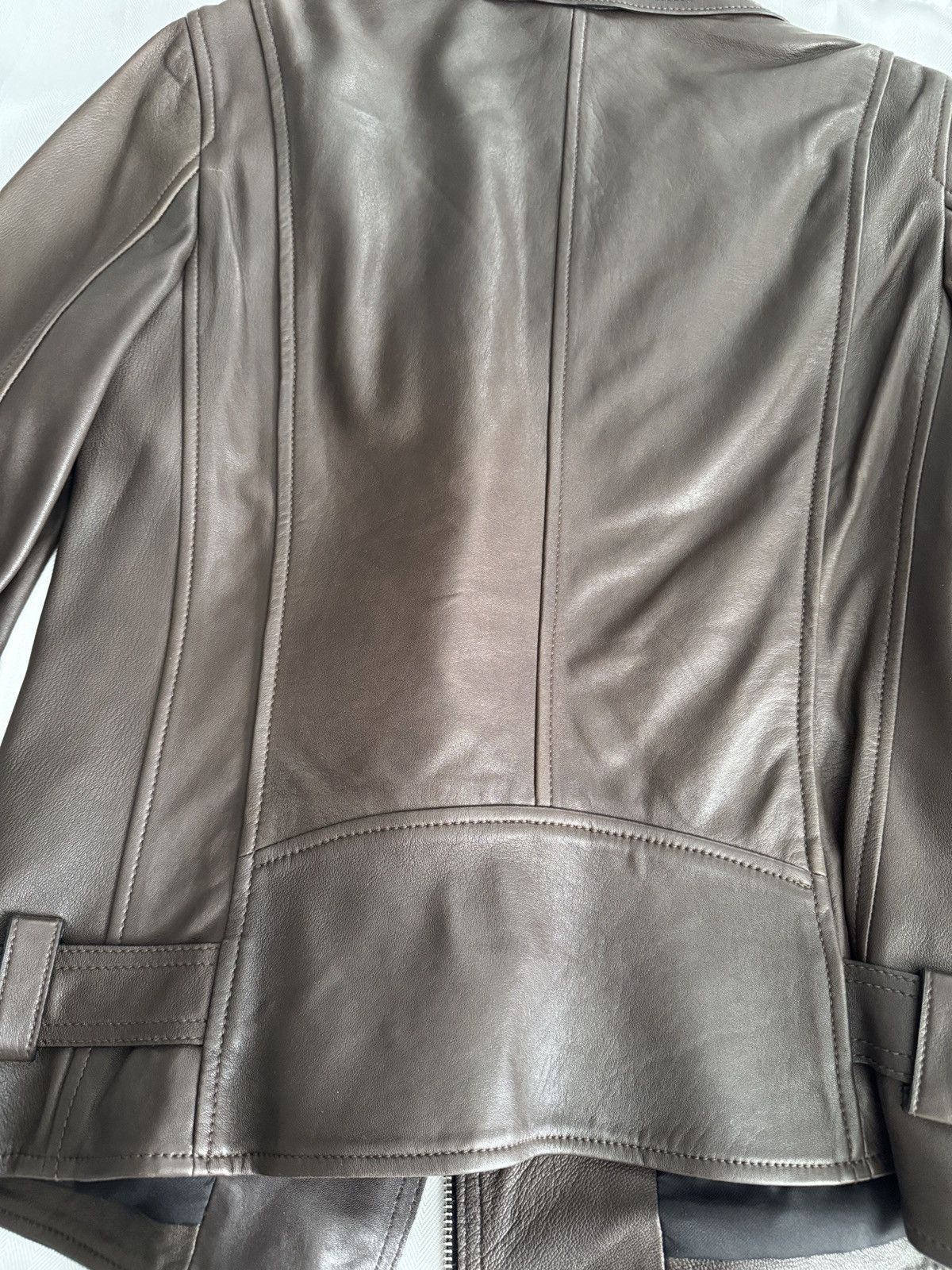 Club Monaco Club Monaco Brown Leather Moto Jacket with Belt Size S / US 4 / IT 40 - 9 Thumbnail