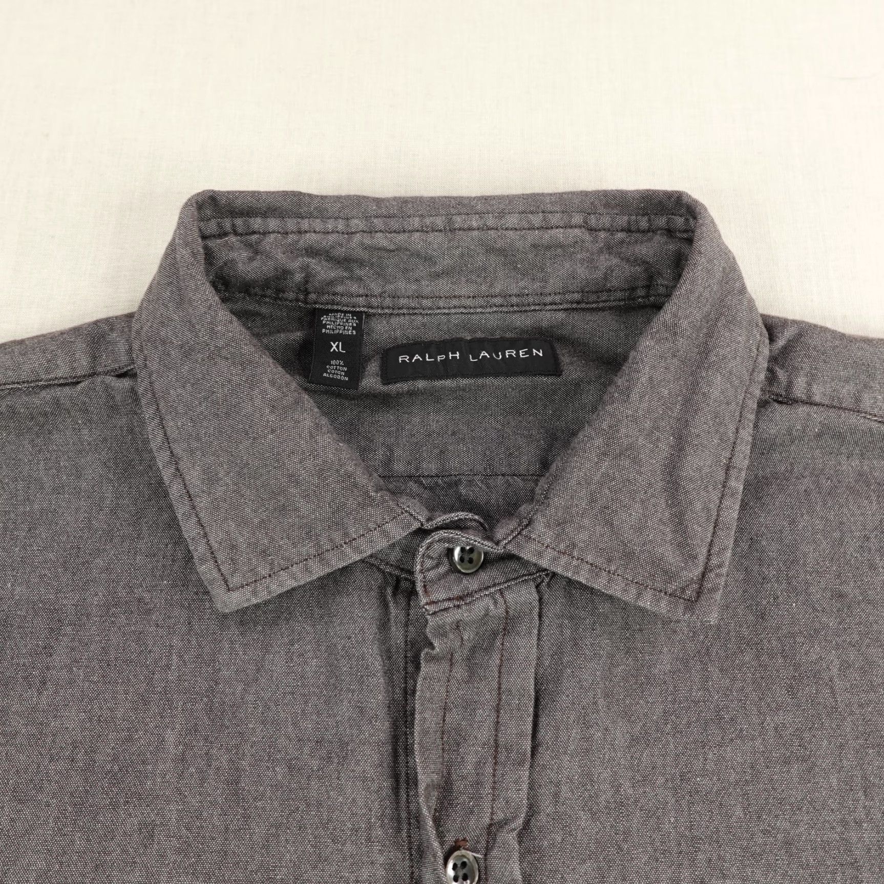Ralph Lauren VINTAGE Ralph Lauren Black Label Gray Chambray Shirt Mens XL Long Sleeve Button-Up Size US XL / EU 56 / 4 - 2 Thumbnail