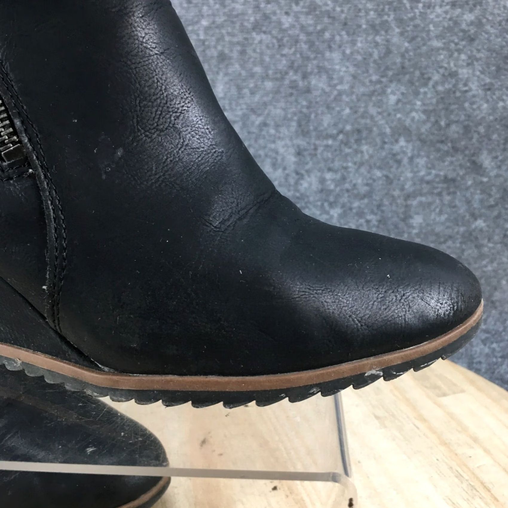 Vintage SOUL By Naturalizer Haley Boots Womens 10 M Haley Side Zip Wedge Ankle Bootie Black Shoes Size US 10 / IT 40 - 6 Thumbnail