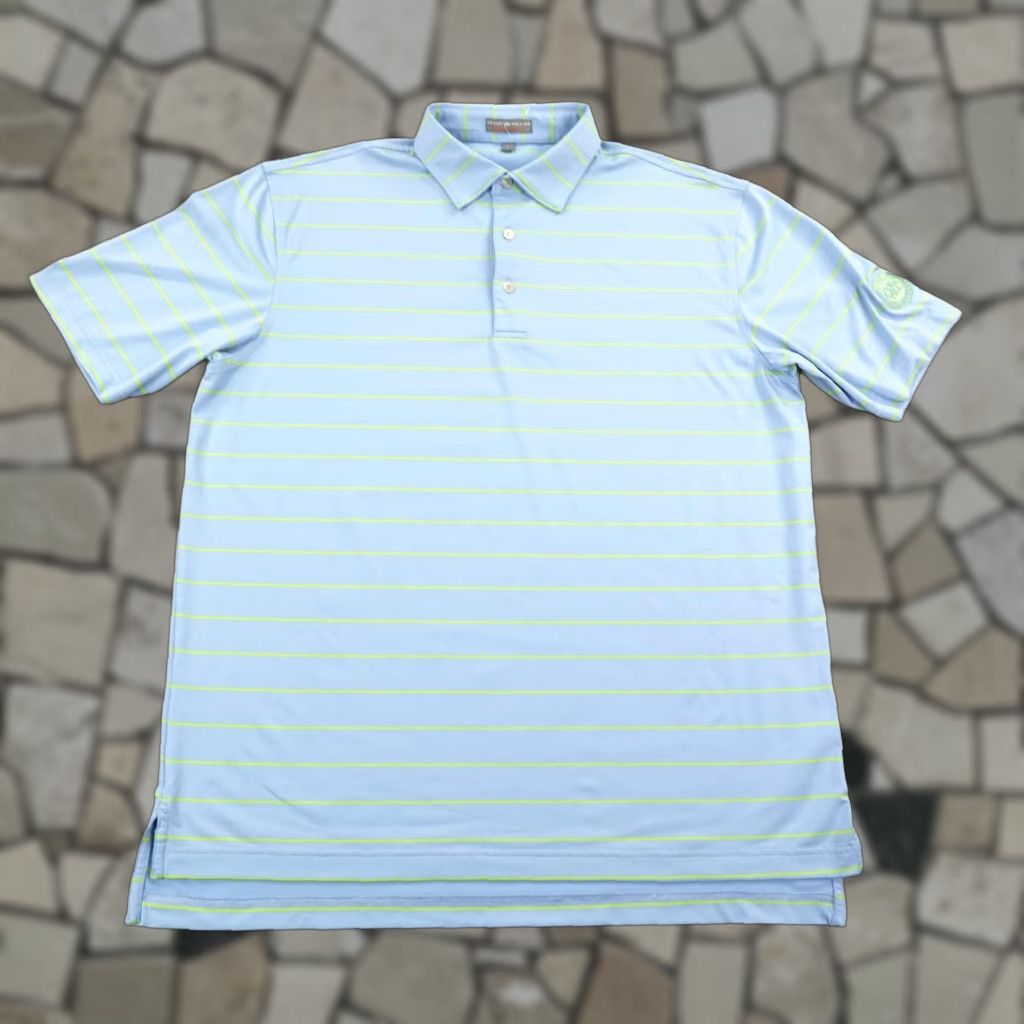 Peter Millar Peter Millar Polo Shirt Mens L Blue Stripe Summer Comfort Golf The Hills Mens Size US L / EU 52-54 / 3 - 1 Thumbnail