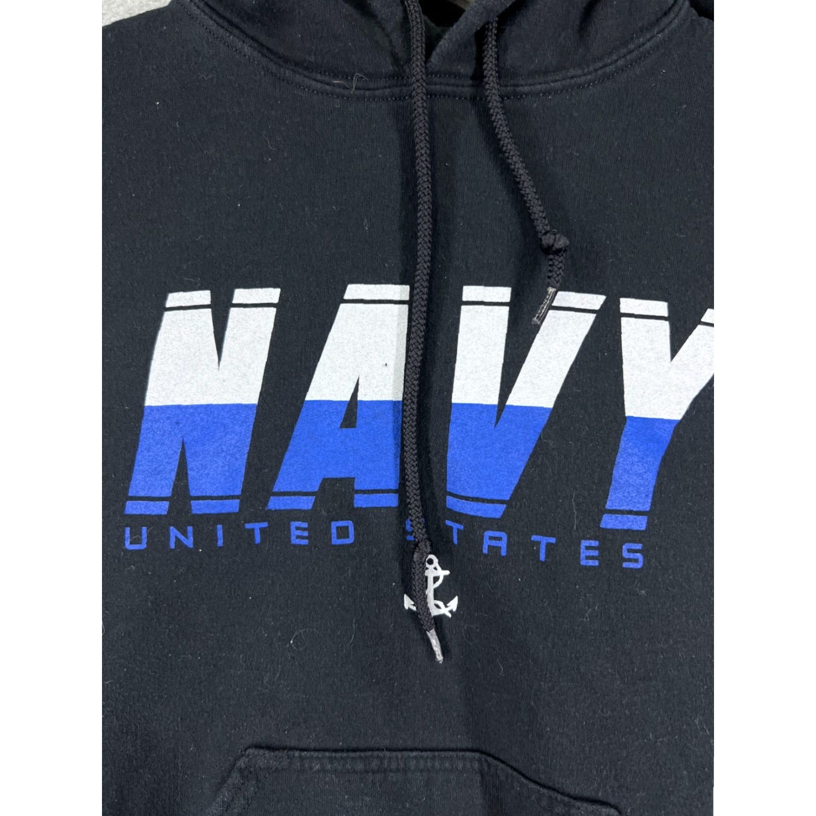 Gildan US Navy Hoodie Mens M Black Pocket Cotton Blend Jersey Fabric 008 Shirt Size US M / EU 48-50 / 2 - 7 Thumbnail