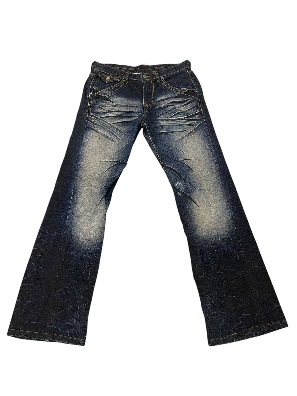 Japanese Brand Flare Jeans Nicole Club Faded Clawmark Boot Cut 2🟦 Size US 31 - 2 Thumbnail