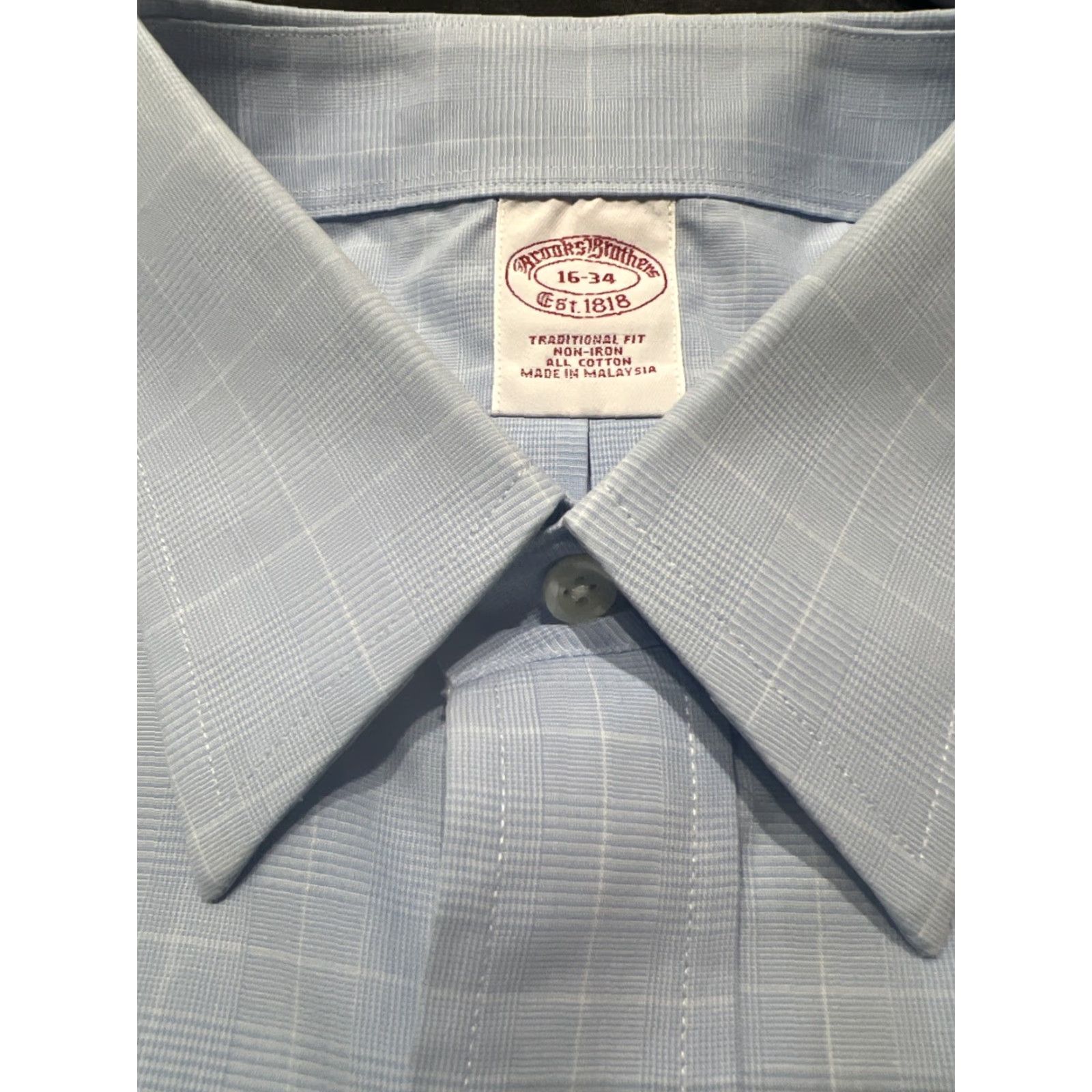 Brooks Brothers VINTAGE Brooks Brothers Dress Shirt Men Regular Fit Long Sleeve Blue Check 16-34 Non-Iron Size US L / EU 52-54 / 3 - 7 Thumbnail