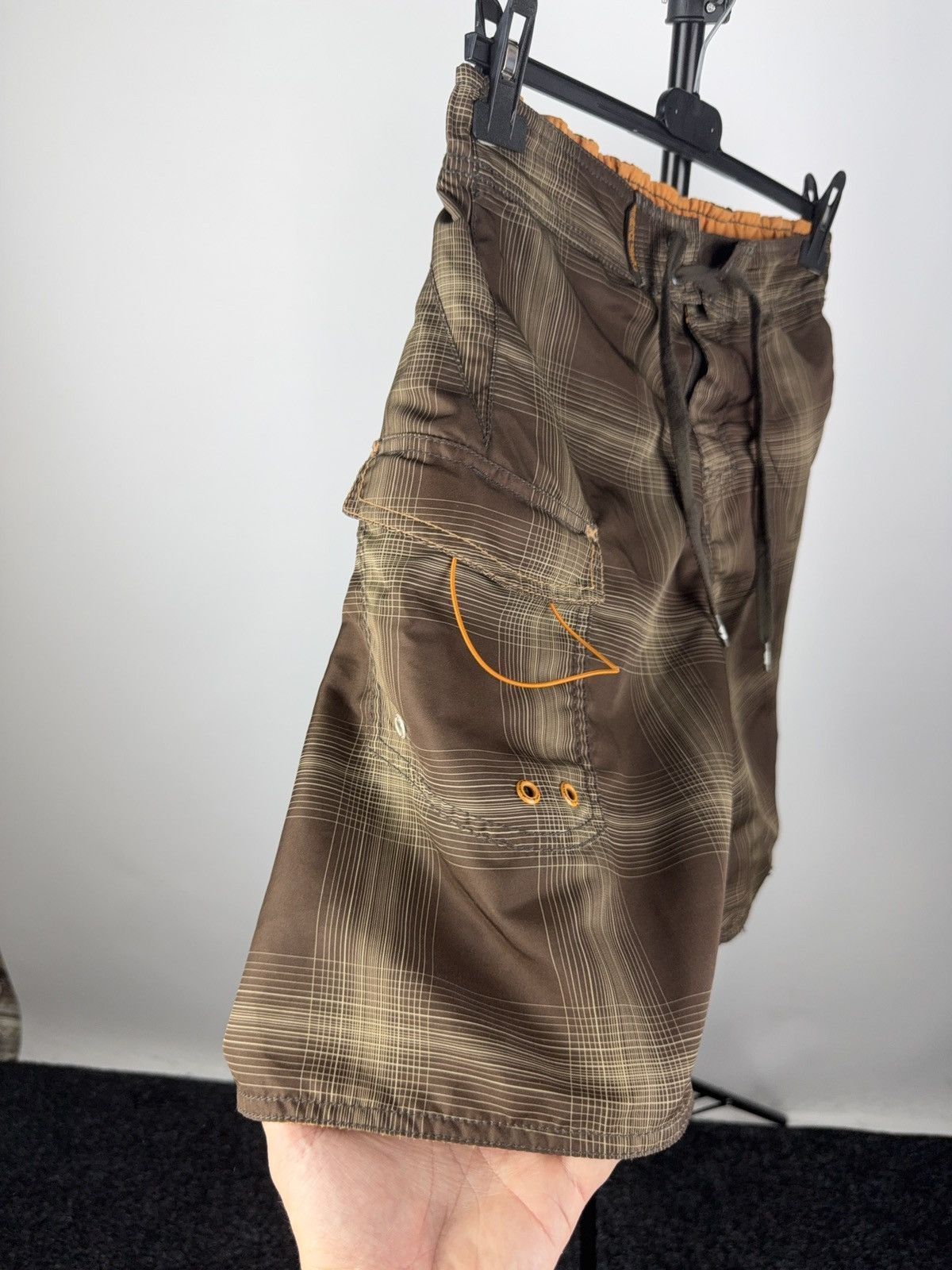 Quiksilver × Vintage Y2K Quiksilver Plaid Board Shorts Brown Orange Surf Style Size US 34 / EU 50 - 4 Thumbnail
