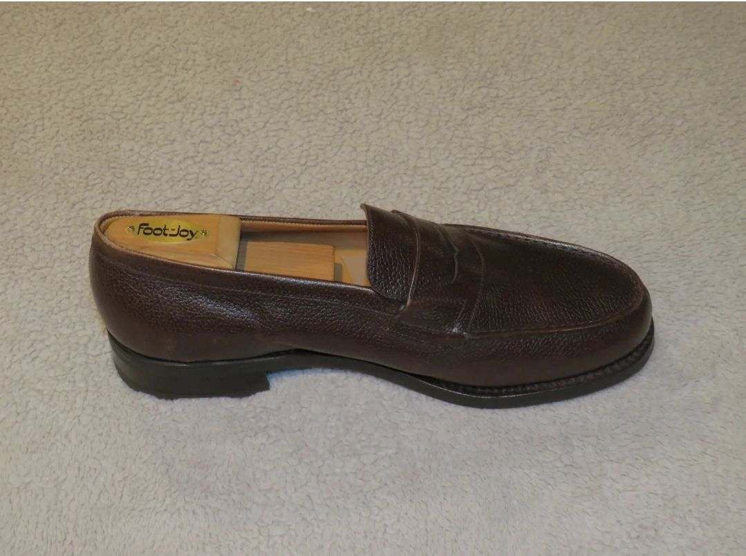 J.M. Weston Brown Grain Leather Split Toe Loafer 11.5 C NWB Size US 11.5 / EU 44-45 - 5 Thumbnail