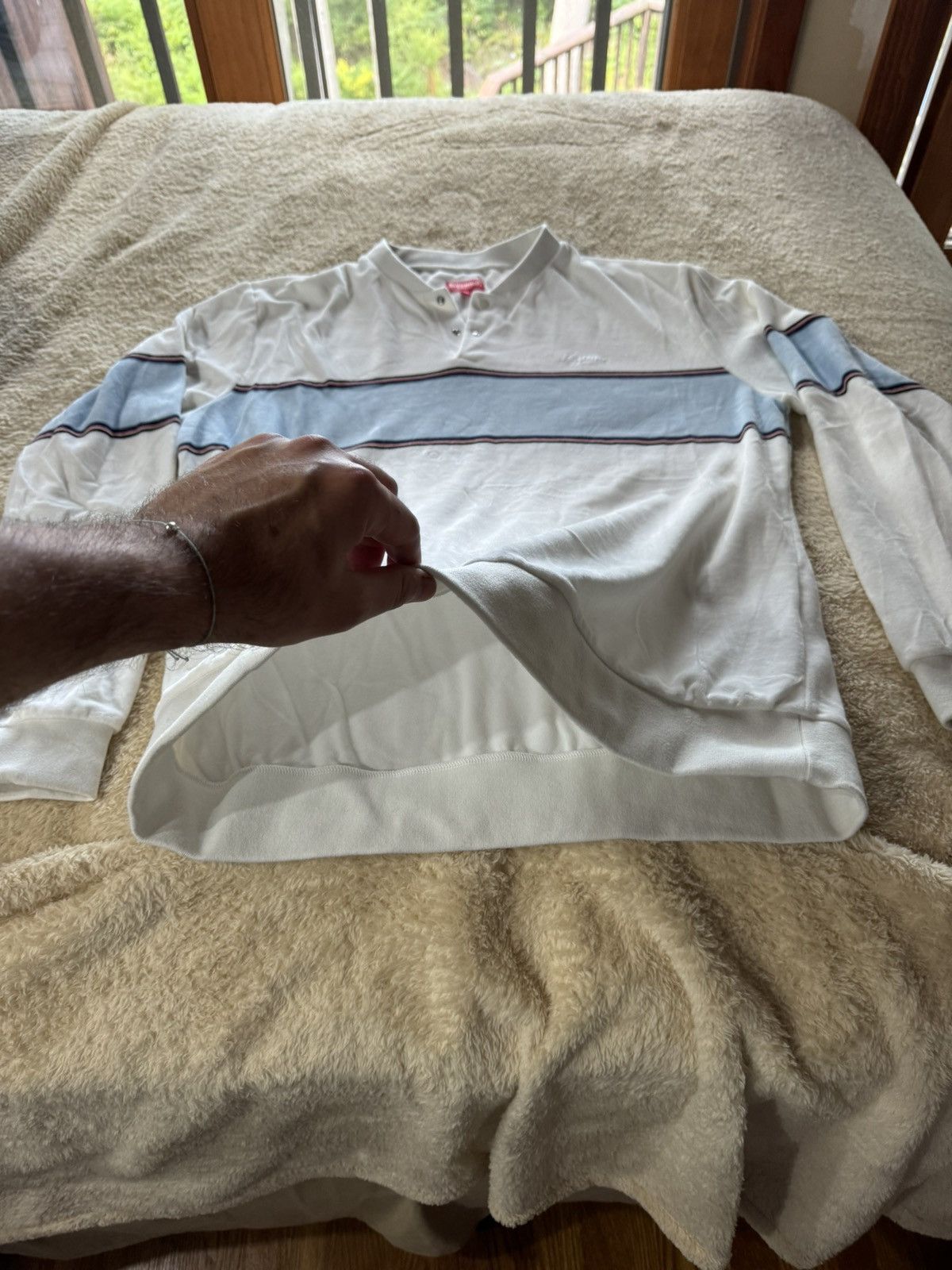 Supreme Supreme Velour Snap Henley White (Size XL) Size US XL / EU 56 / 4 - 5 Thumbnail