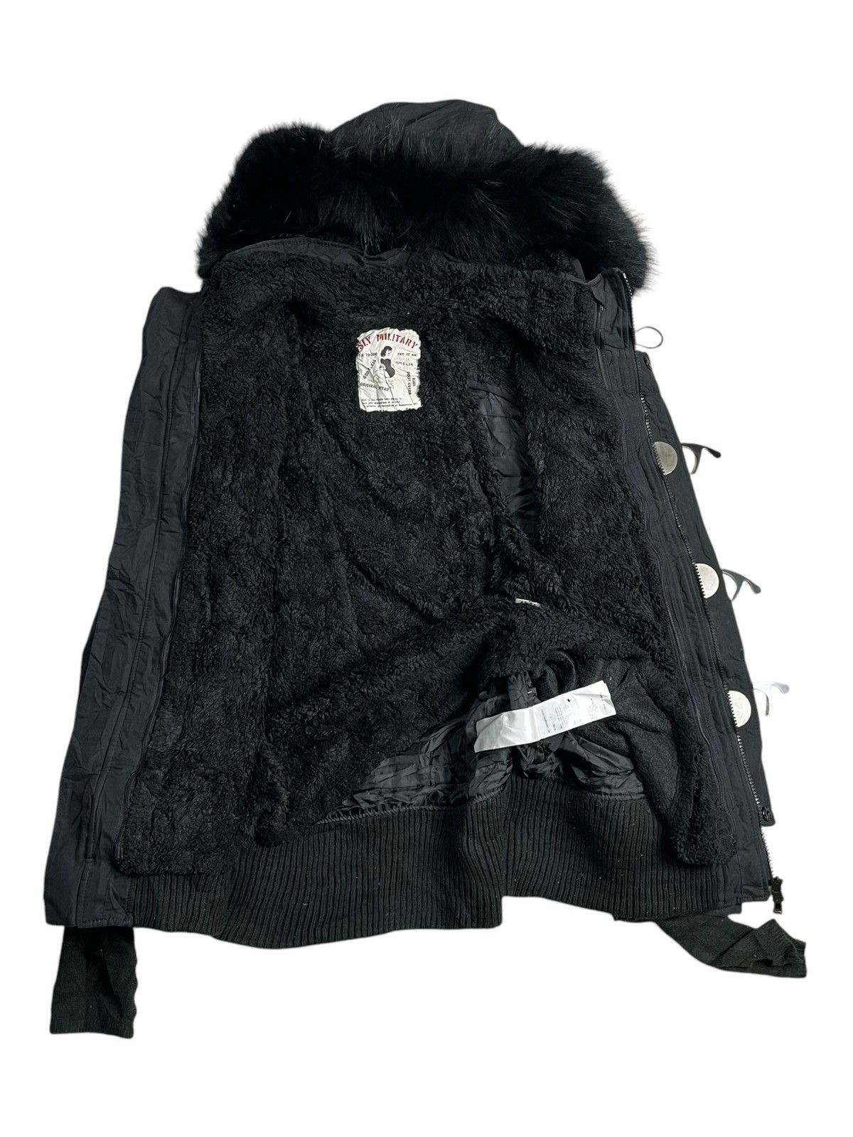 BUFFALO BOBS 2000s SLY - Raccoon Fur Hoodie Military Jacket